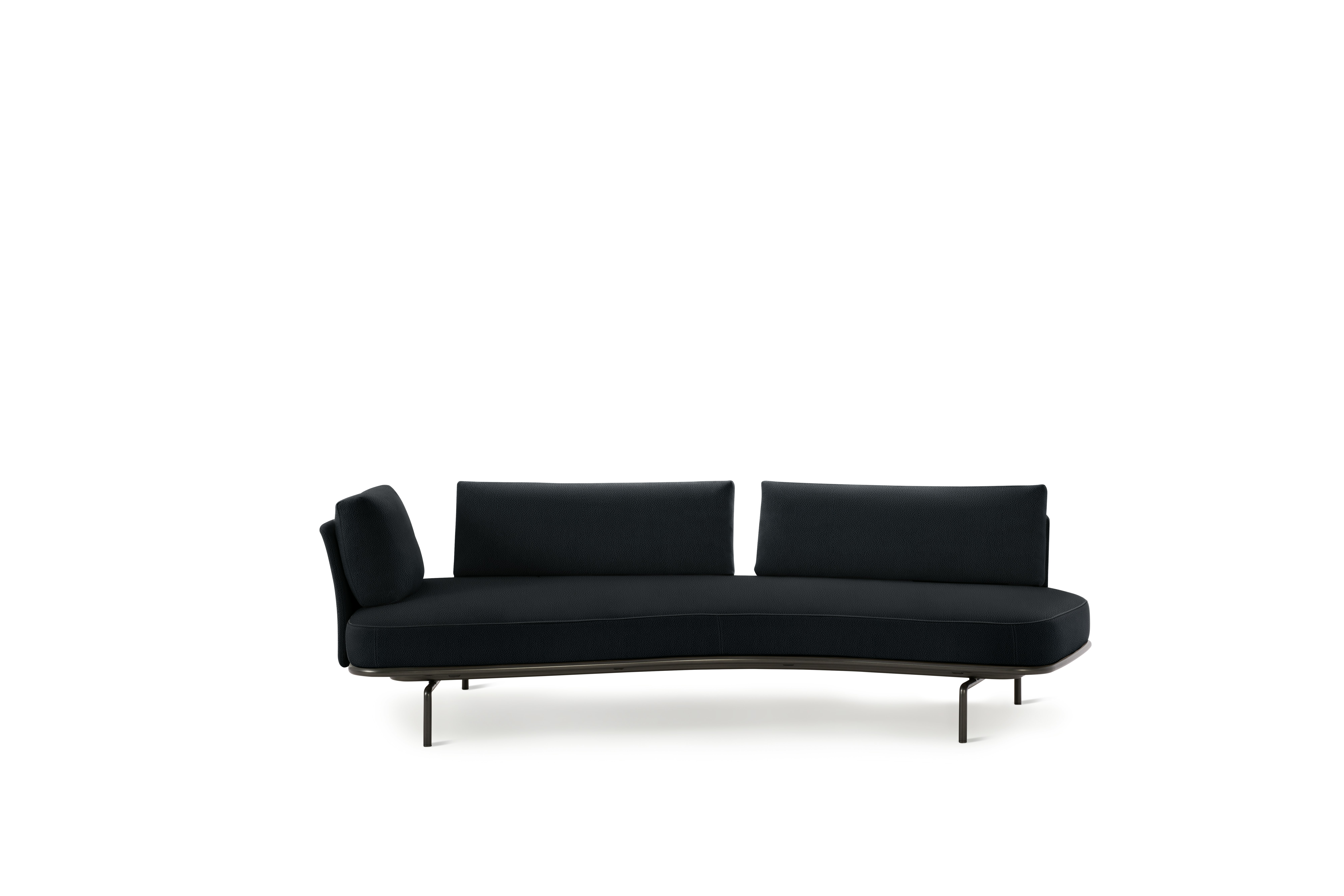 Panoramic Sofa - Right,  Small / Double Large,  Volo Leather,  Black,  Charcoal