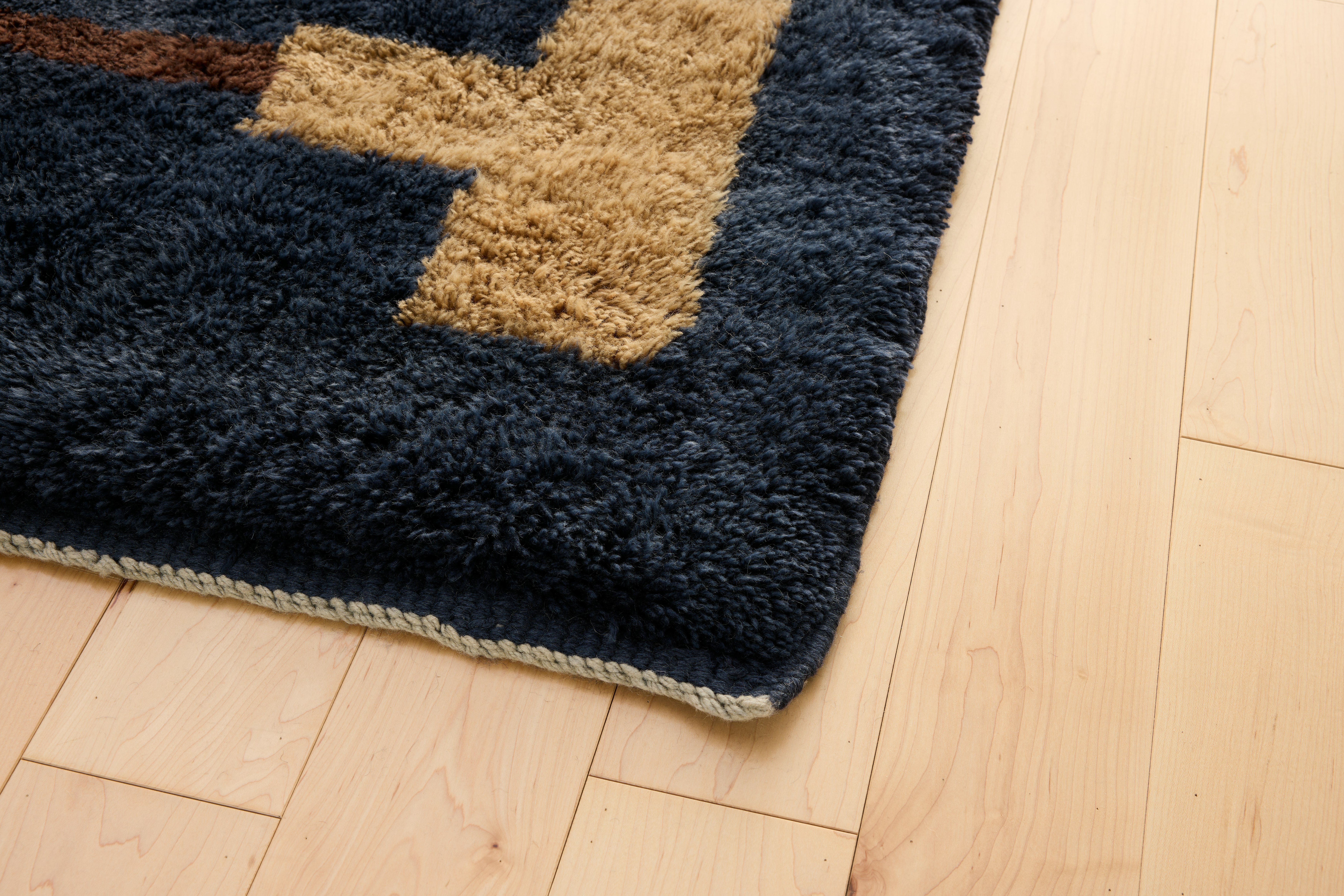 Backgammon Wool Moroccan Rug - 9' x 12',  Navy