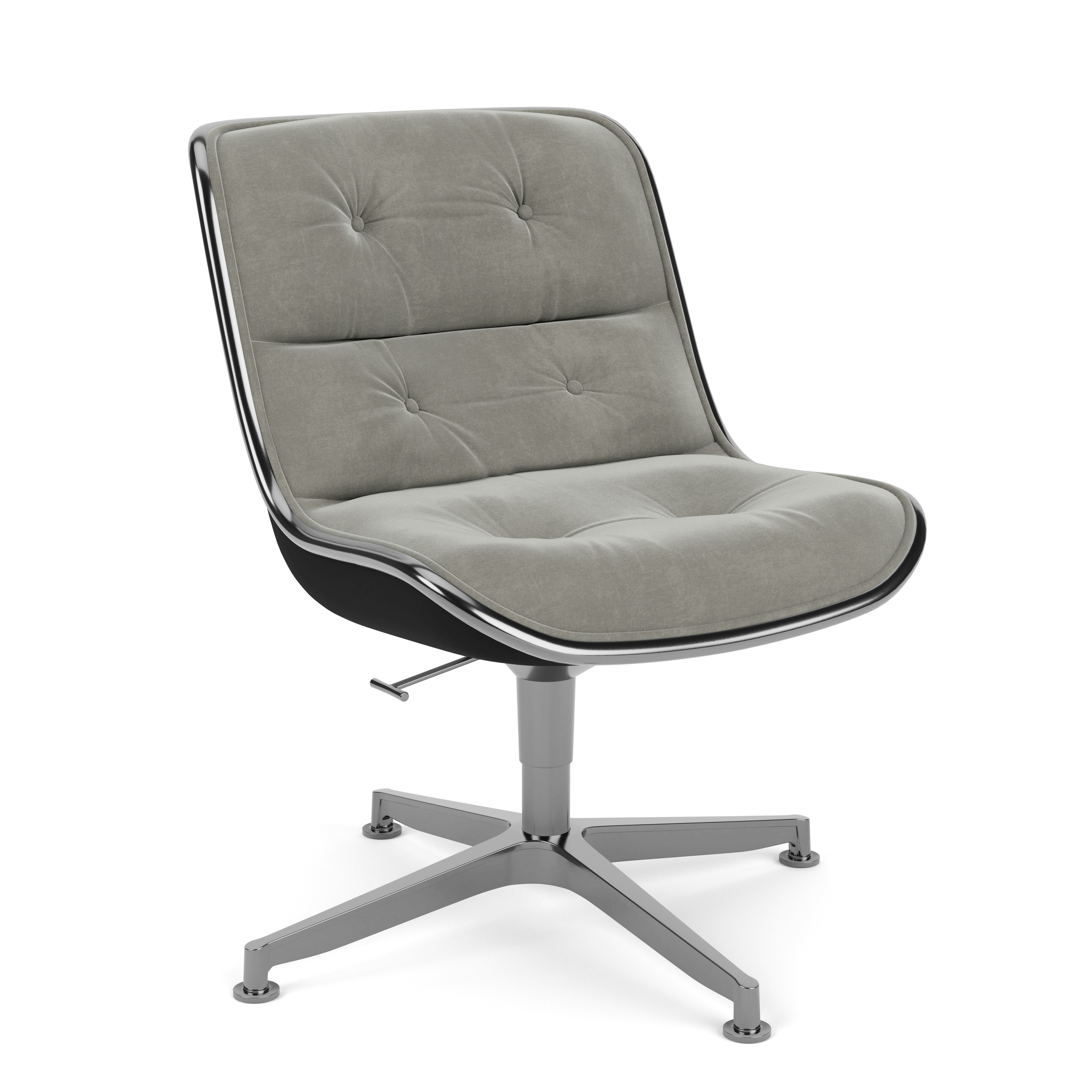 Pollock Executive Side Chair - 4 Star, Polished Aluminum, Knoll Velvet, Cirrus