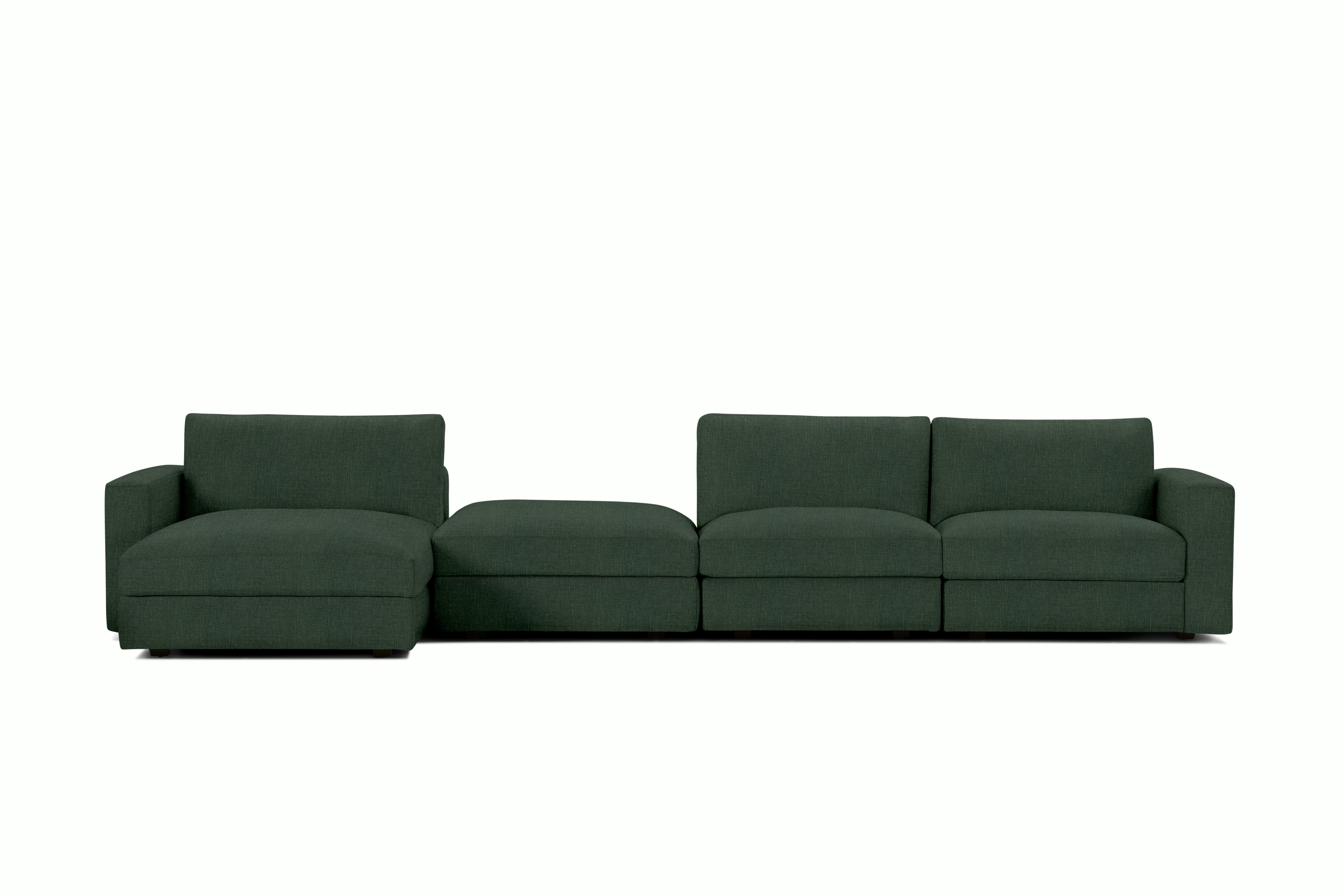 Reid Sectional - Sectional With Ottoman,  Left,  Crypton Robusta,  Basil,  1" Block"