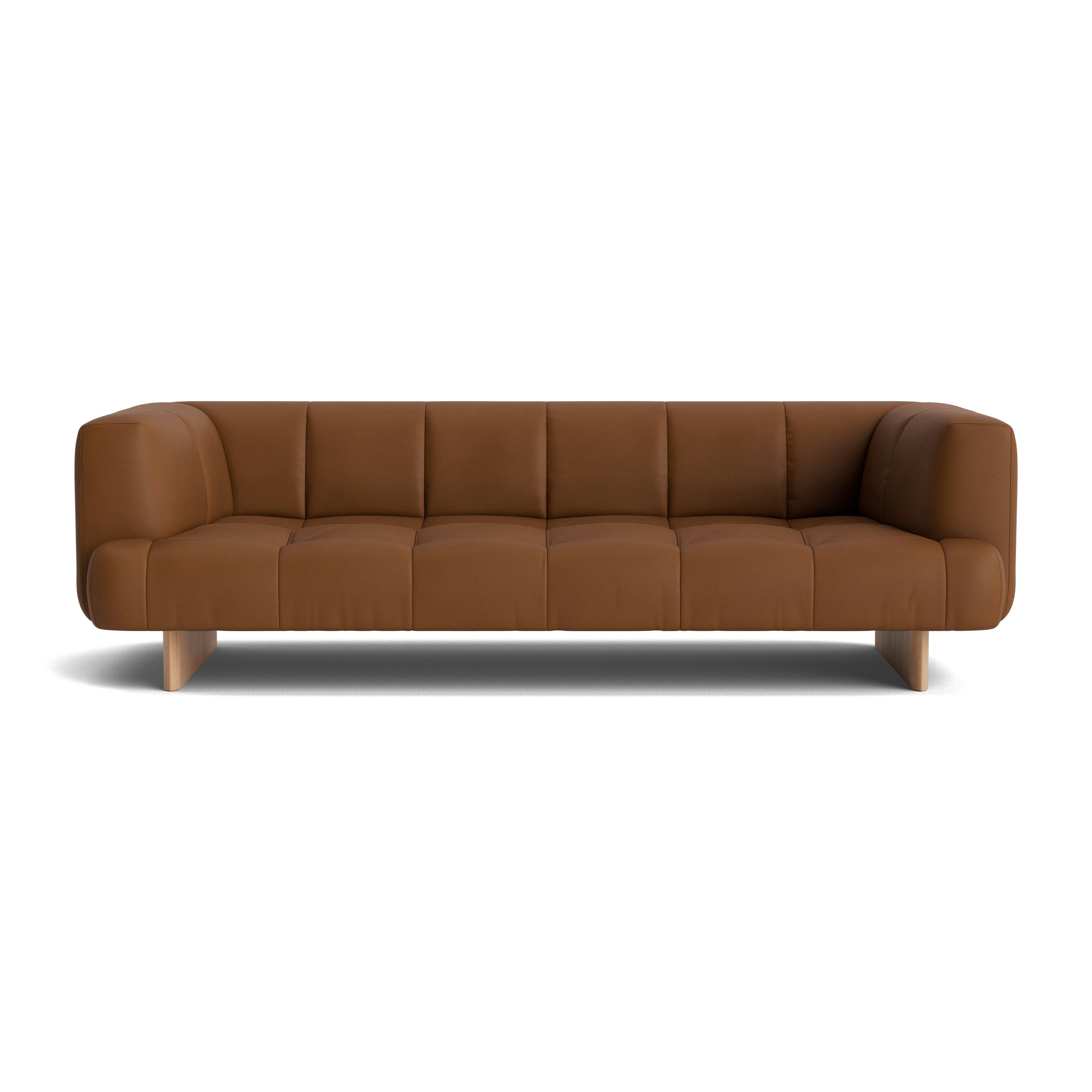 Quilton Lift Sofa - 3-Seat Sofa, Prone Leather, Ledge, Lacquered Oak