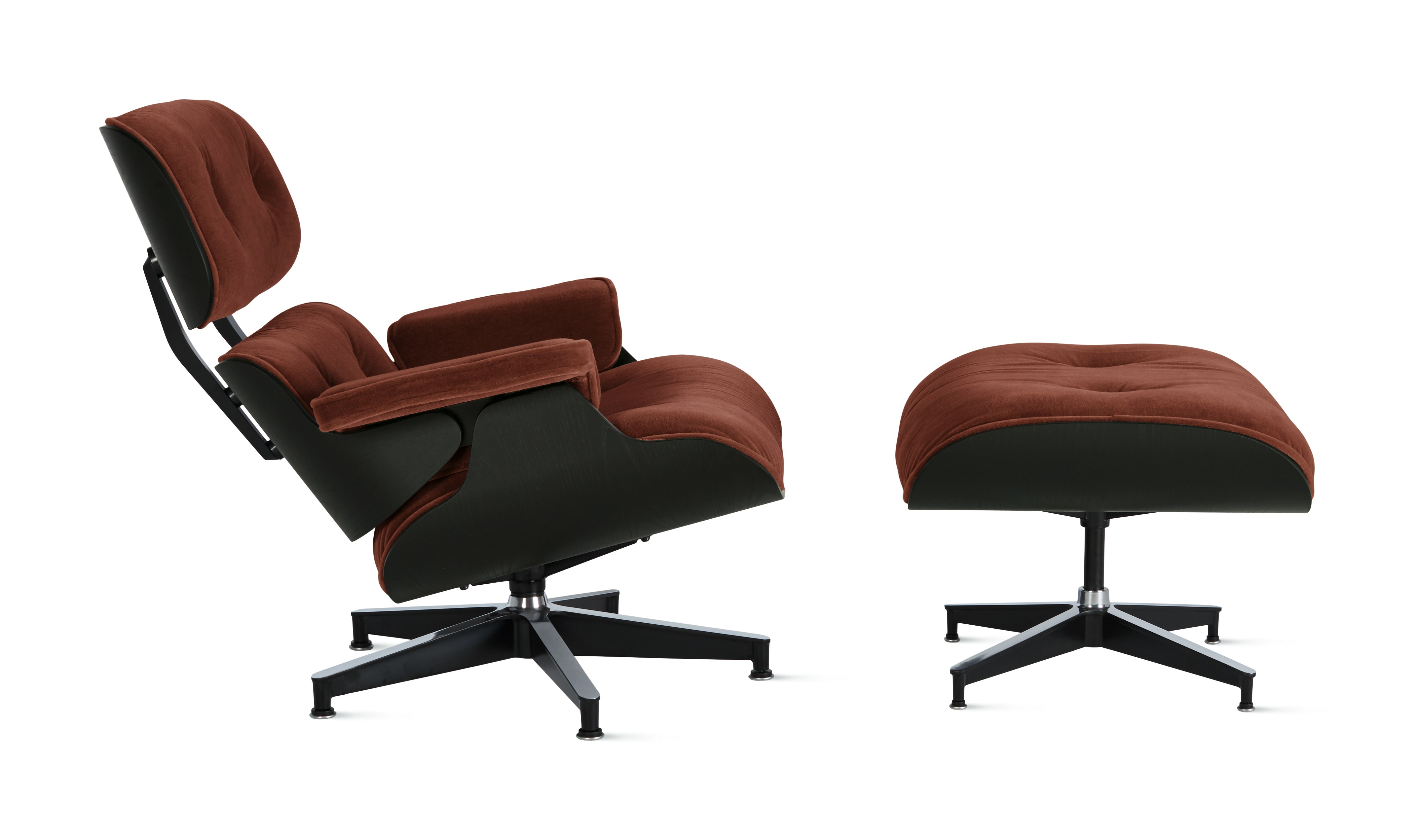 Eames Lounge & Ottoman  - Ebony Ash,  Mohair Supreme,  Brandy