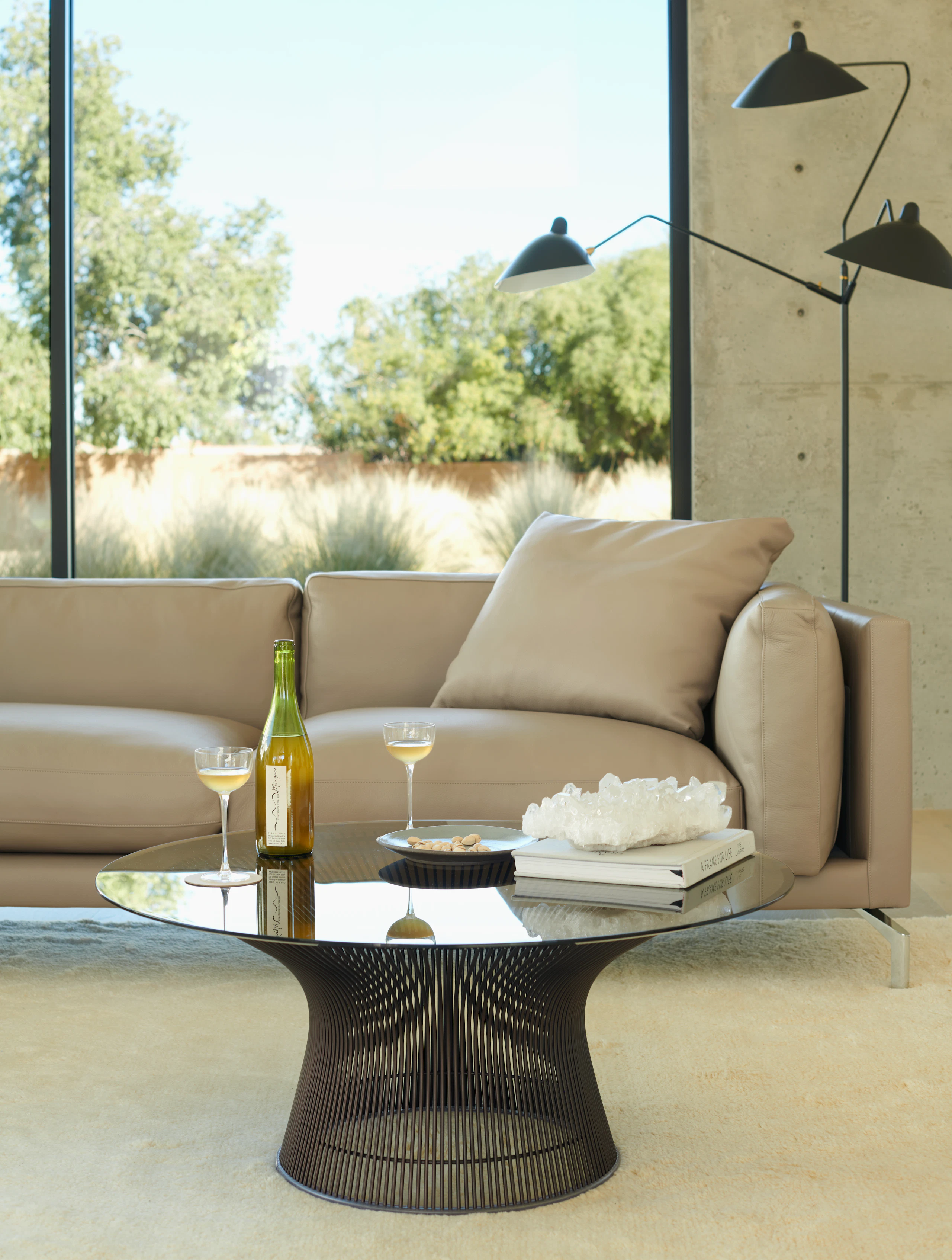 Como Sectional, Serge Mouille Floor Lamp, Platner Coffee Table, Ruti Moroccan Wool Rug