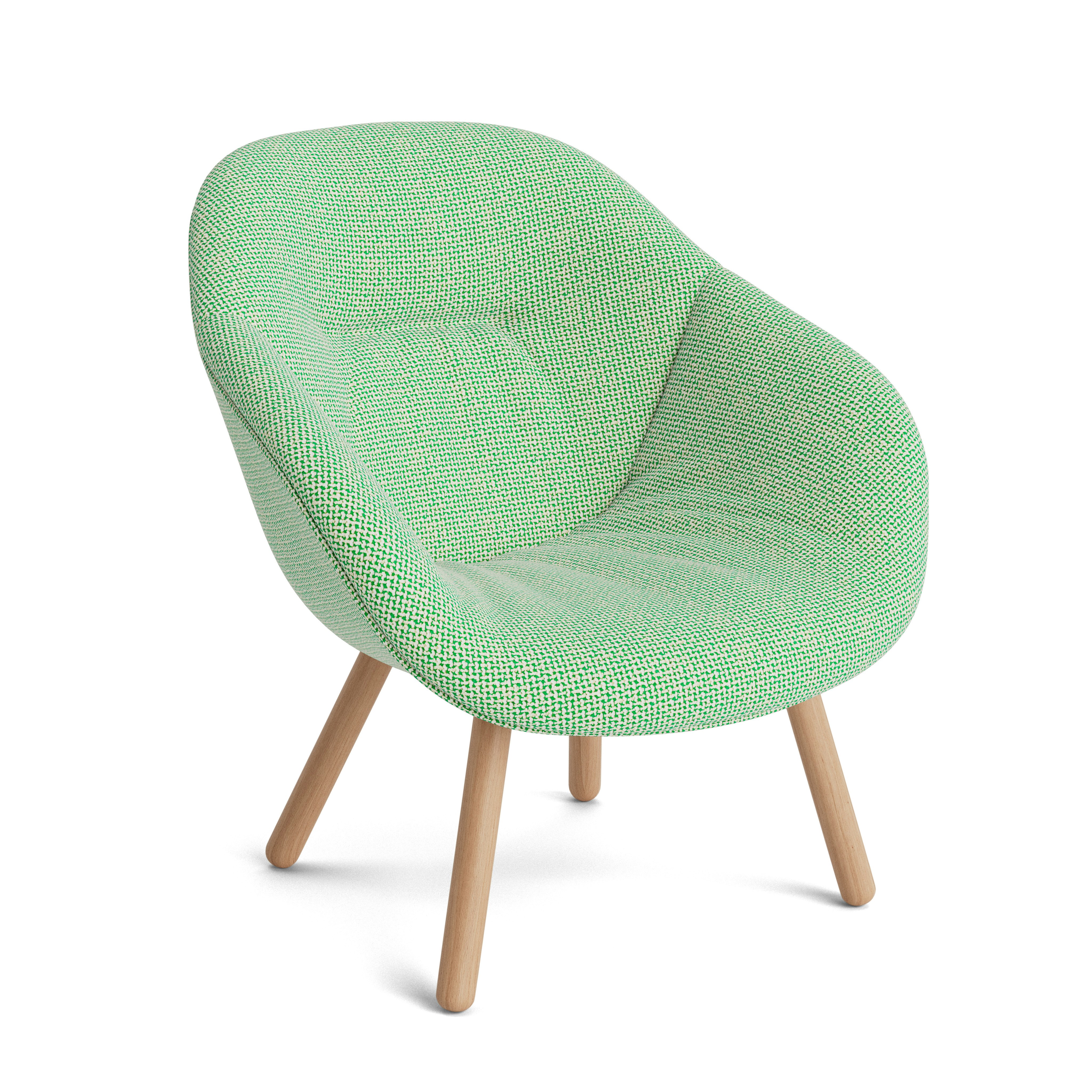 AAL 82 Armchair, Low Back - Soft, Tartaglia, 989 Green White, Matte Lacquered Oak