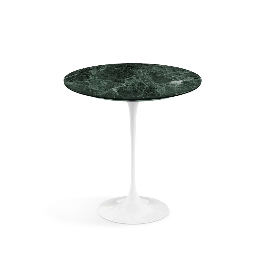 Saarinen Side Table - 20" Round\Verde Alpi marble,  Satin finish\White"