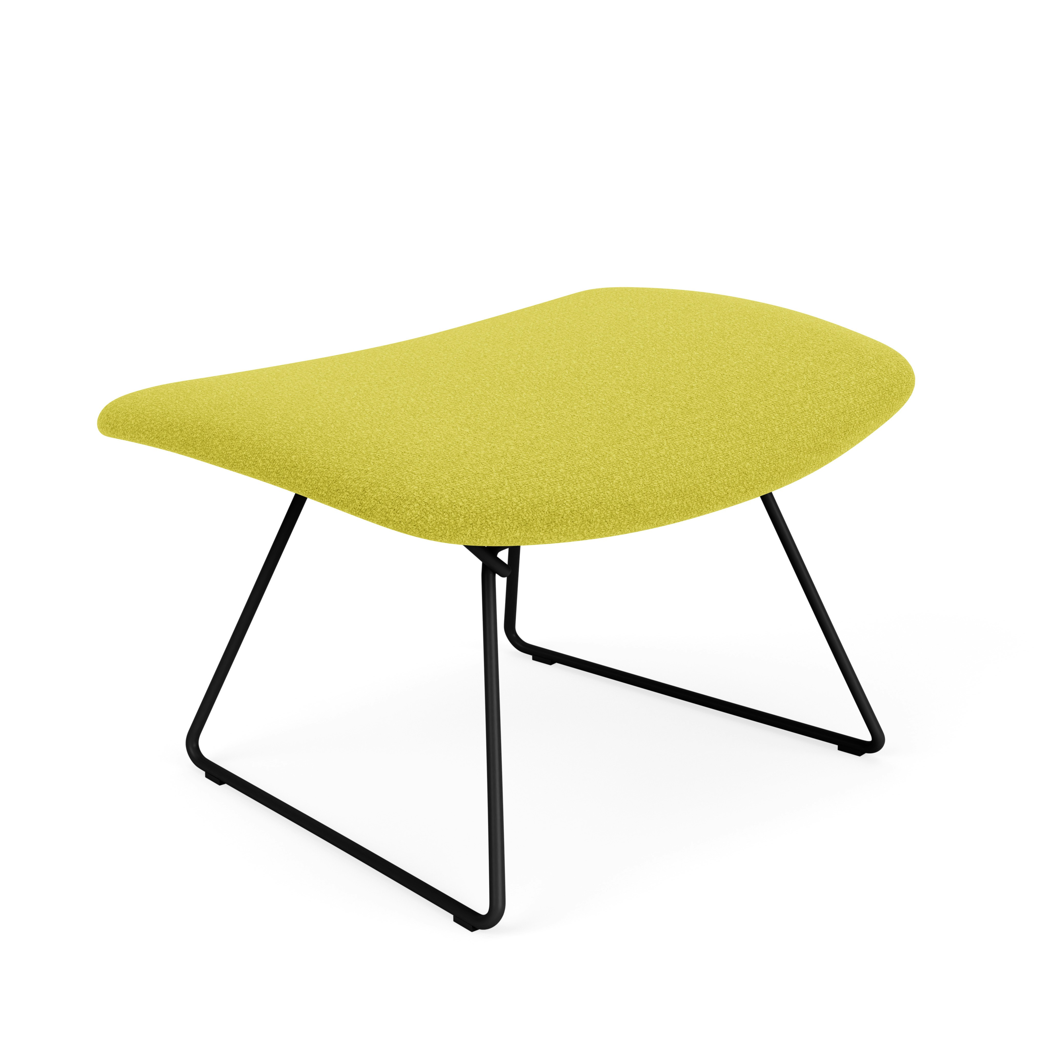 Bertoia Bird Ottoman, Black, Full Cover, Classic Boucle, Chartreuse