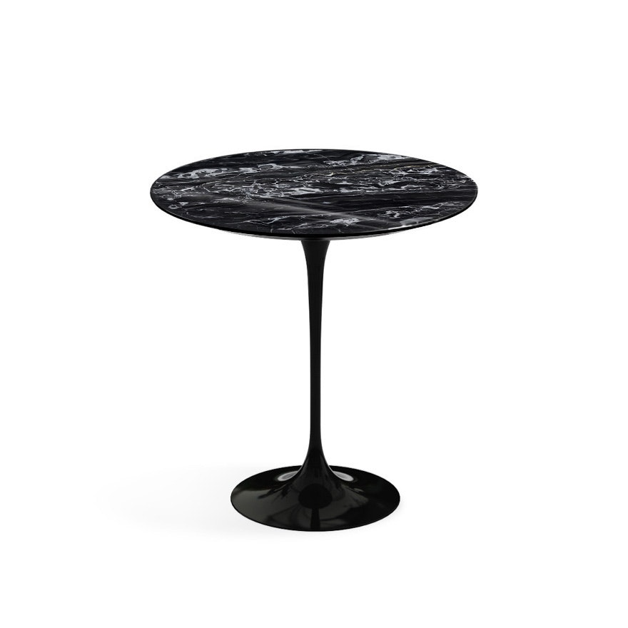 Saarinen Side Table - 20" Round\Portoro marble,  Shiny finish\Black"
