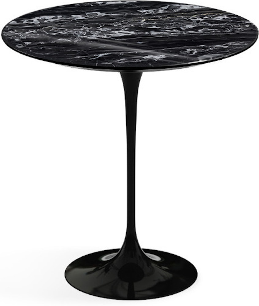 Saarinen Side Table - 20" Round\Portoro marble,  Shiny finish\Black"