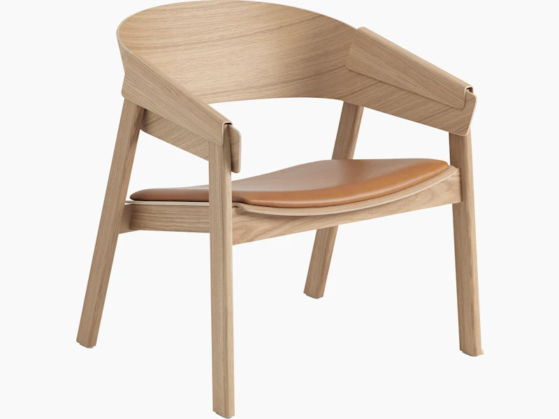Cover lounge chair oak cognac refine leather Muuto