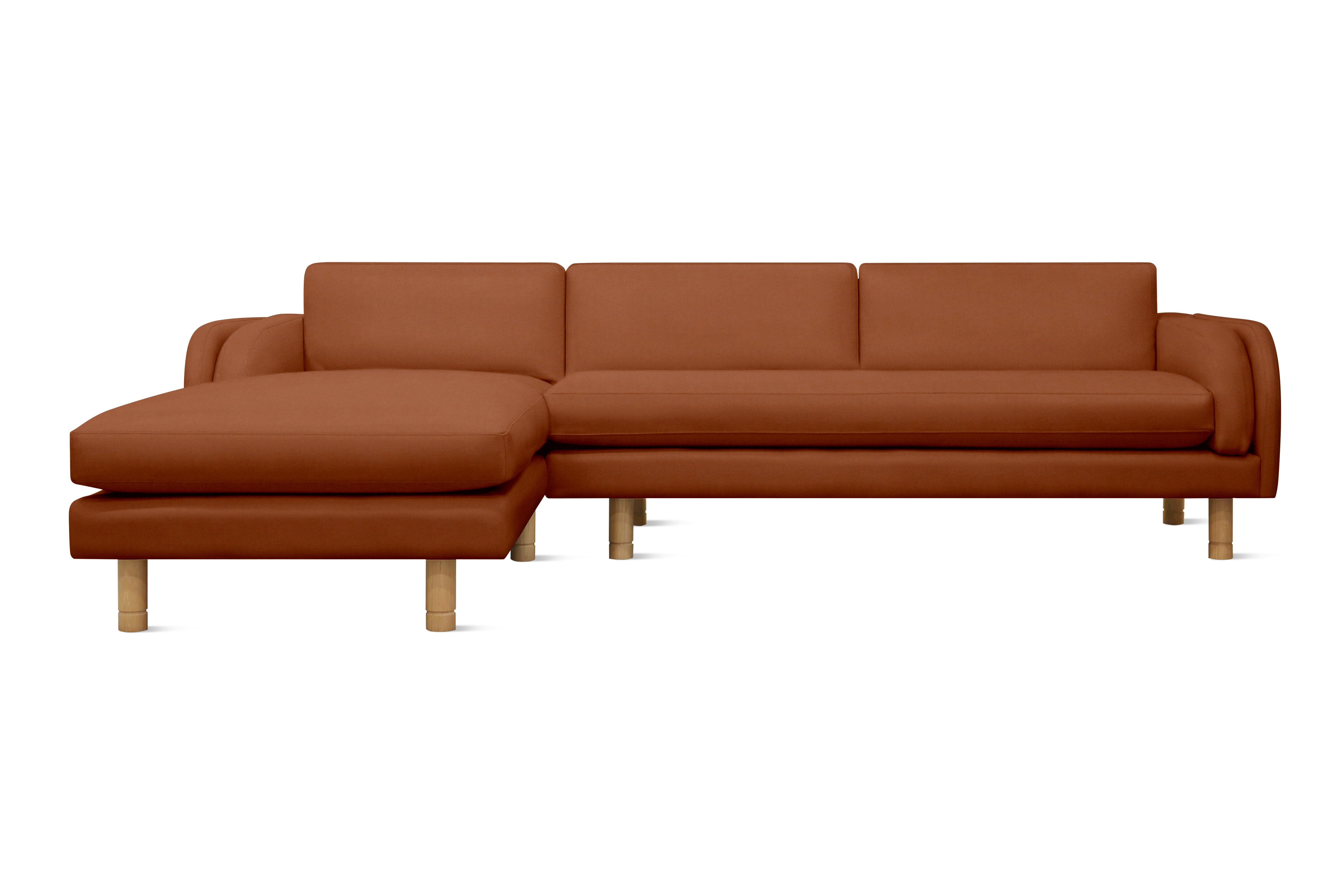 Moreno Sectional with Chaise - Left,  Marquis Velvet,  Rust,  Oak