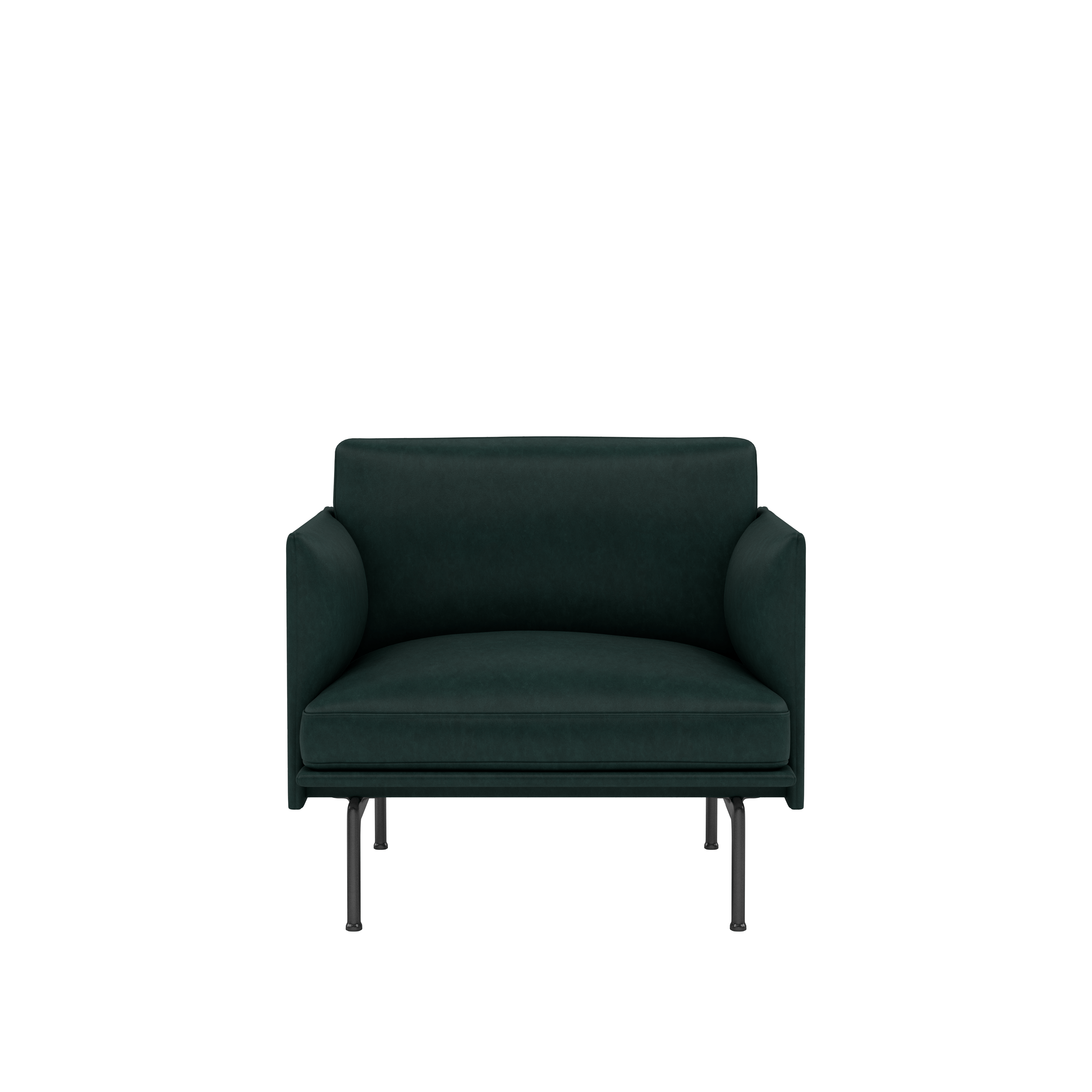 Outline Studio Armchair, Black,  Grace Leather ,Racing Green