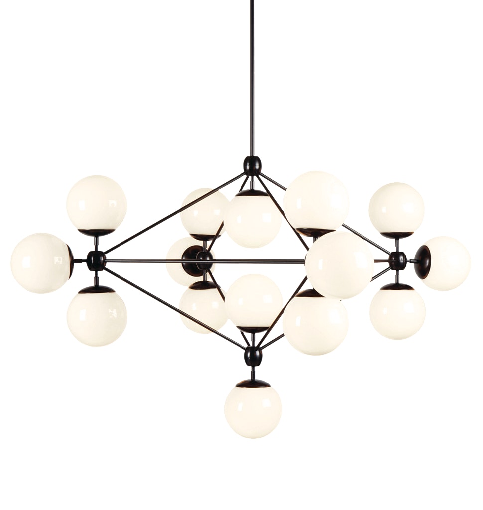 Modo Chandelier,  4 Sided,  15 Globe