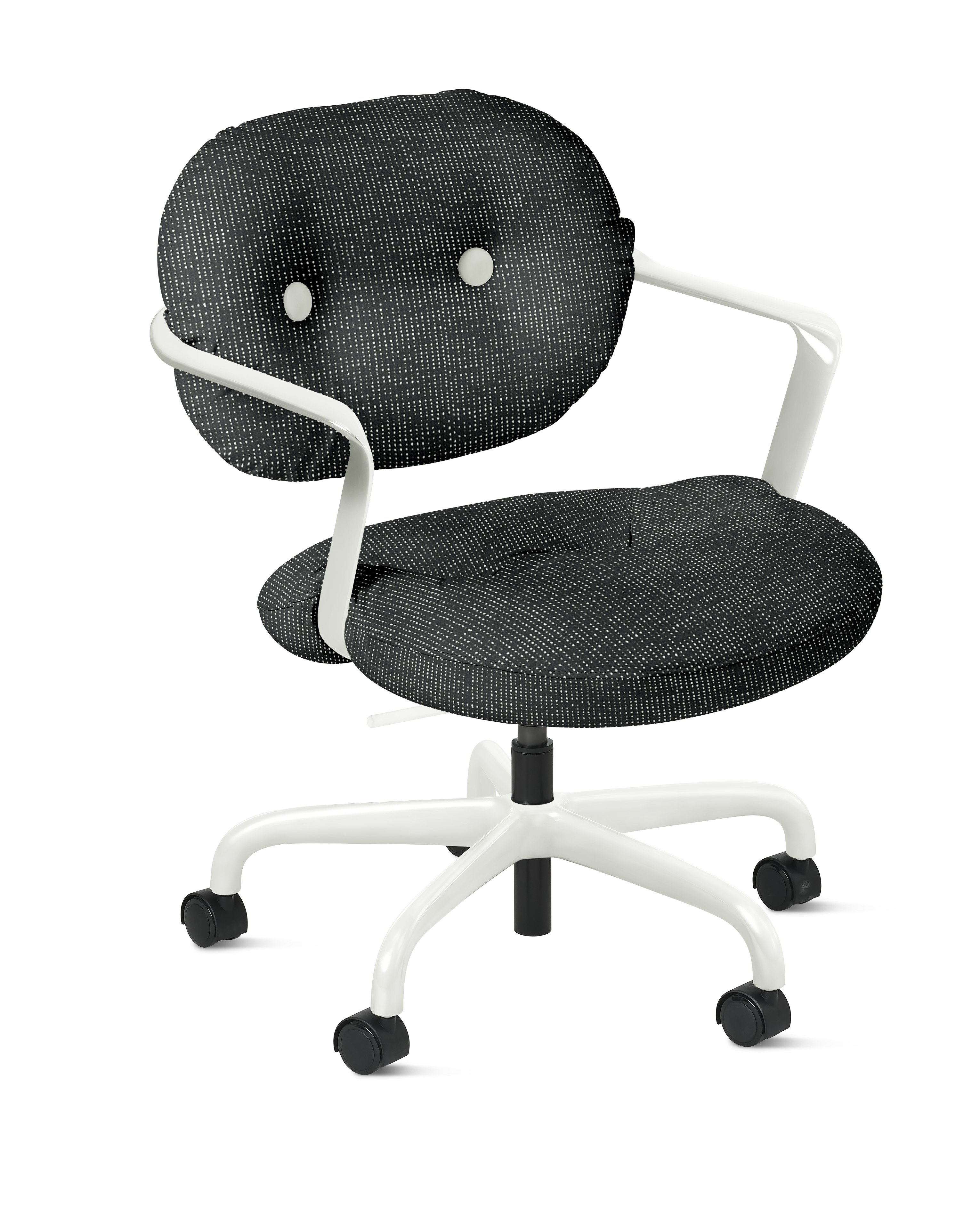 Morrison Hannah Task Chair - With Arms,  Prestini,  Black / White,  White,  Soft Caster FSC Certified