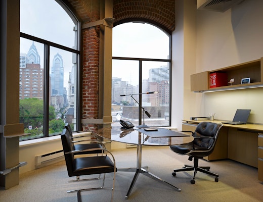 Knoll Philadelphia Showroom, Office Florence Knoll Table Desk with Marble Top in Philadelphia Showroom Private Office