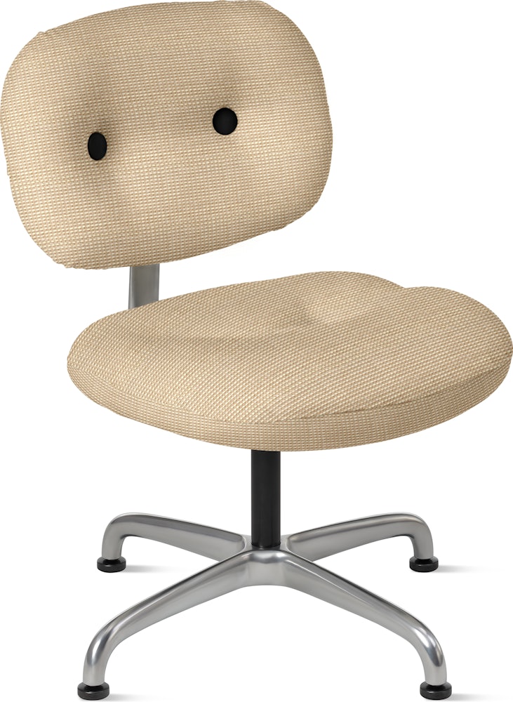 Morrison Hannah Occasional Chair - Without Arms,  Cato,  Ivory,  Half Polished Aluminum,  Glides FSC Certified