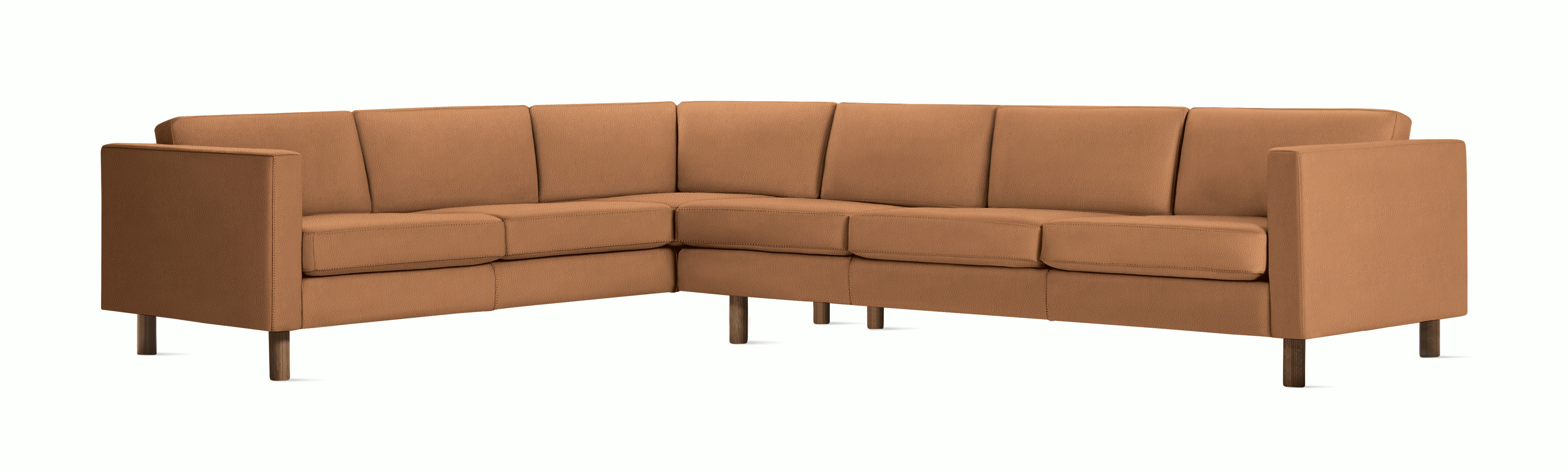 Lispenard Sectional in light brown leather with 6" legs.