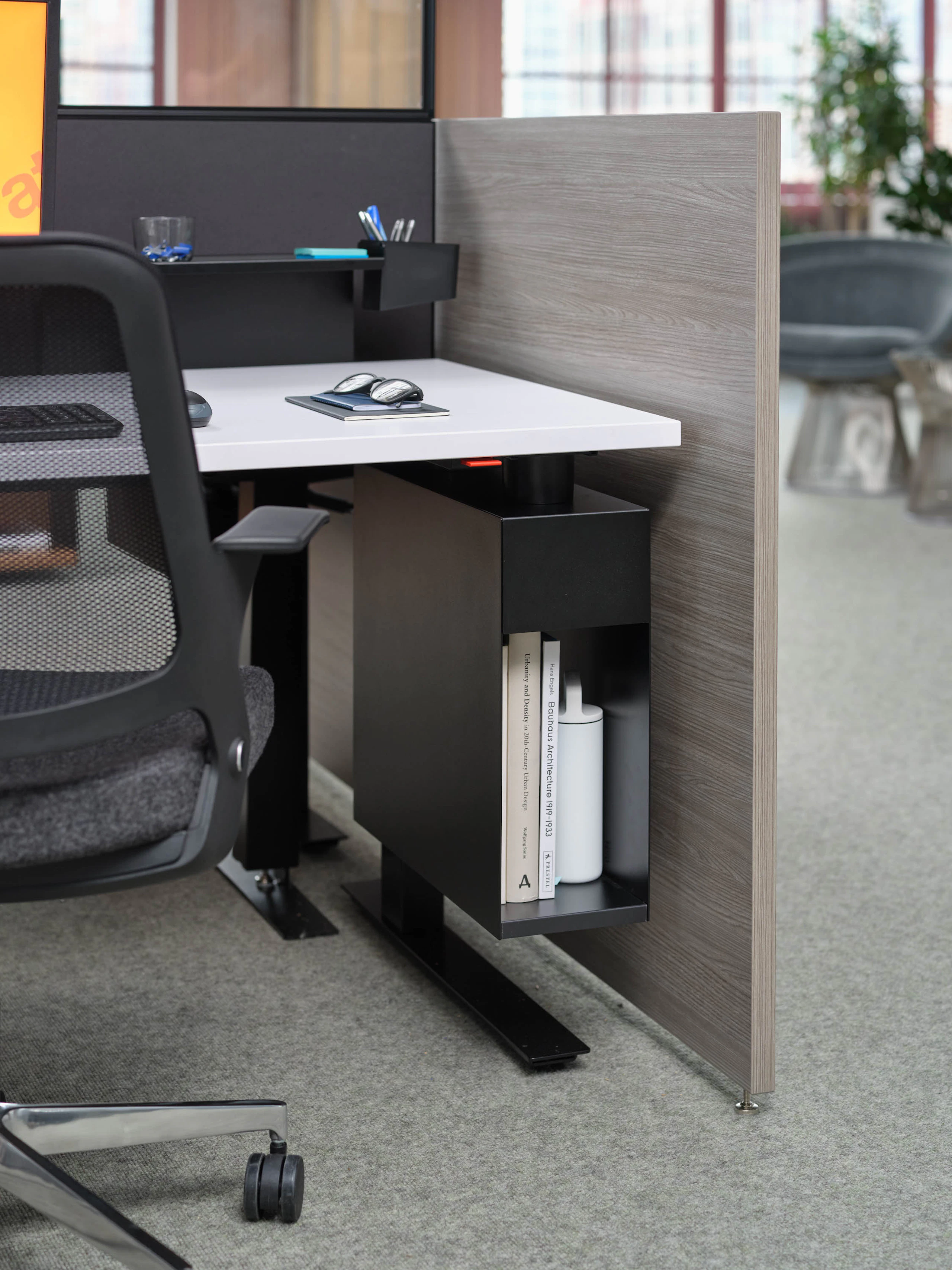 antenna workspaces hybrid storage suspended gallery panel workstation desktop shelf cup