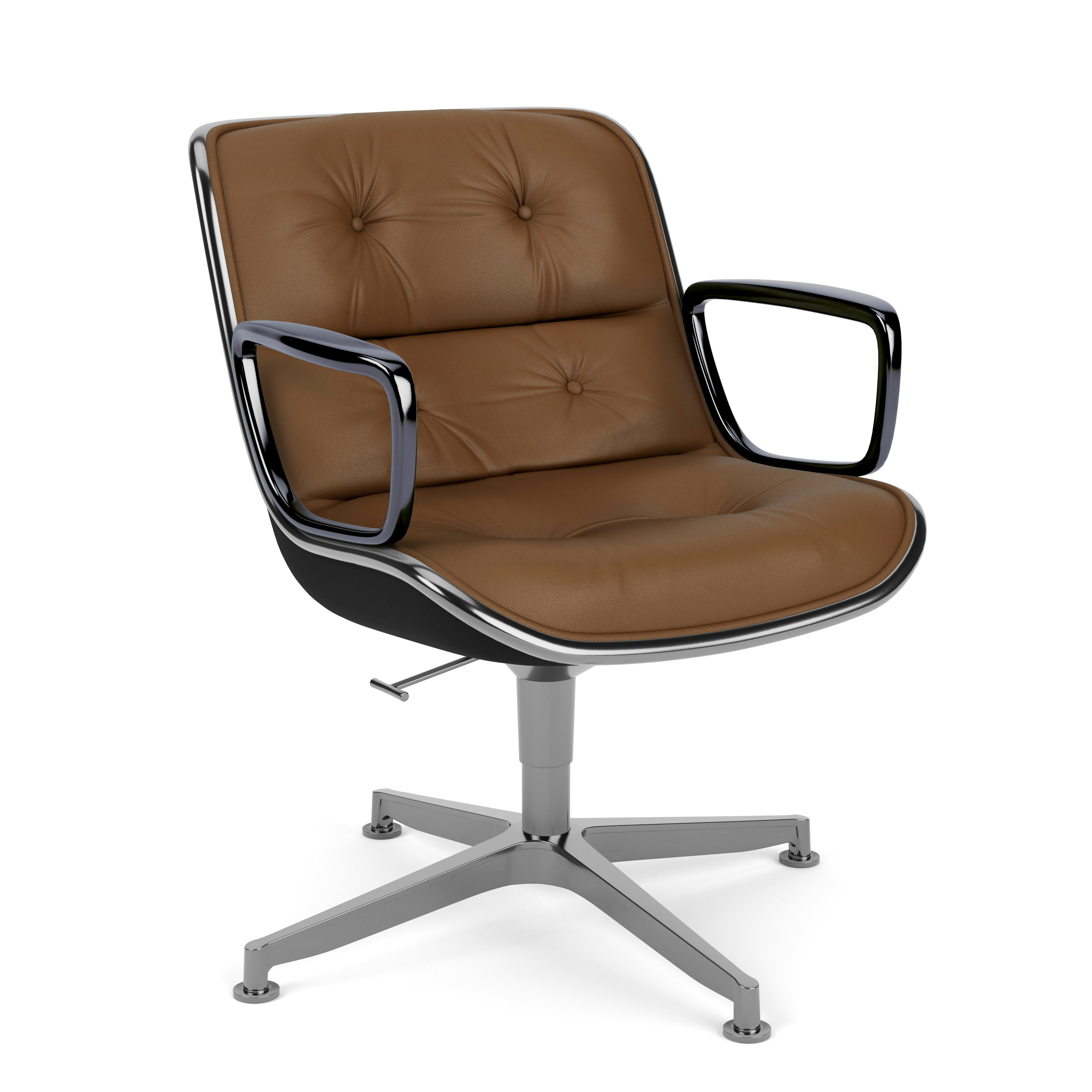 Pollock Executive Armchair - 4 Star, Polished Aluminum, Volo Leather, Toast