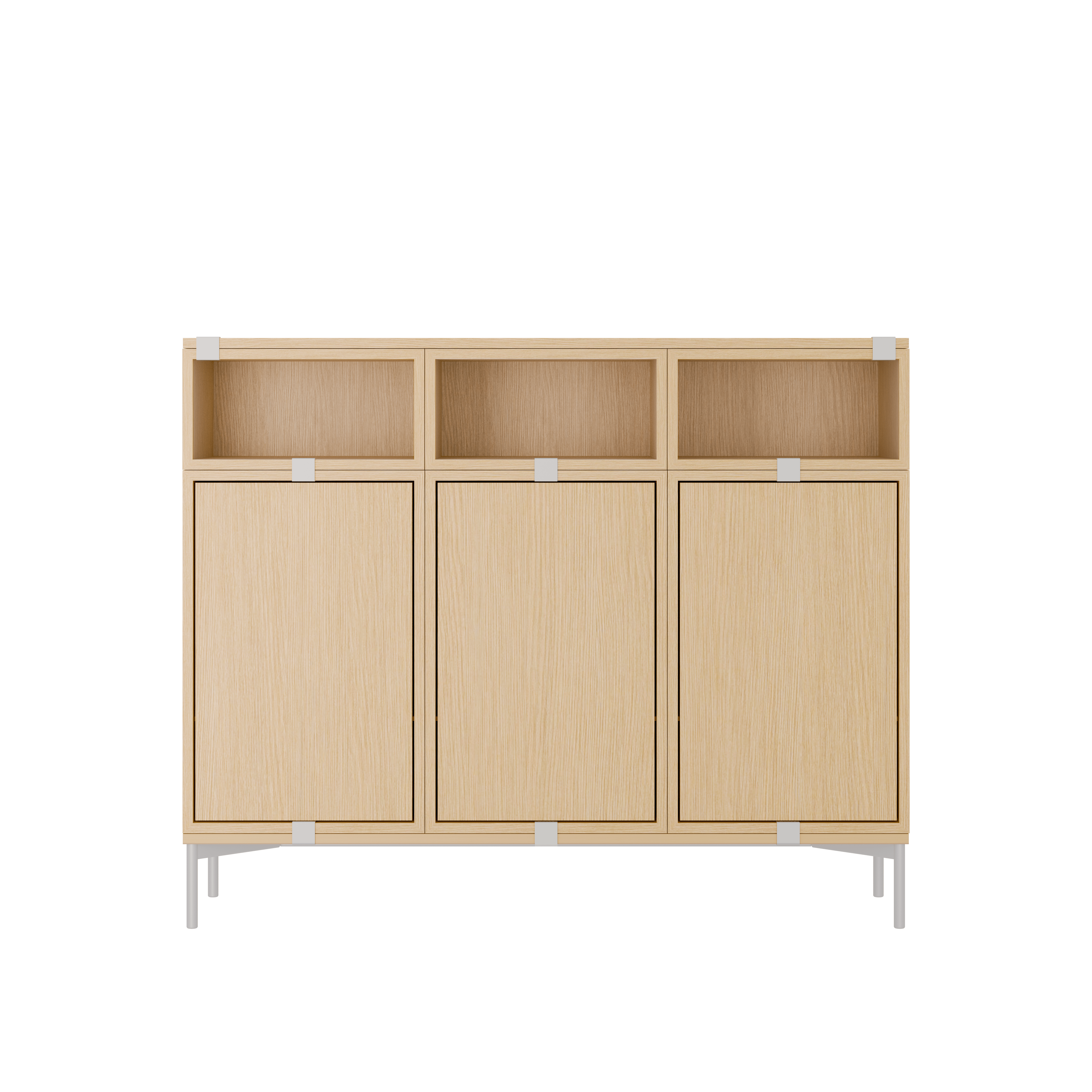 Stacked Storage Sideboard - Configuration 3,  Oak,  Metal Legs