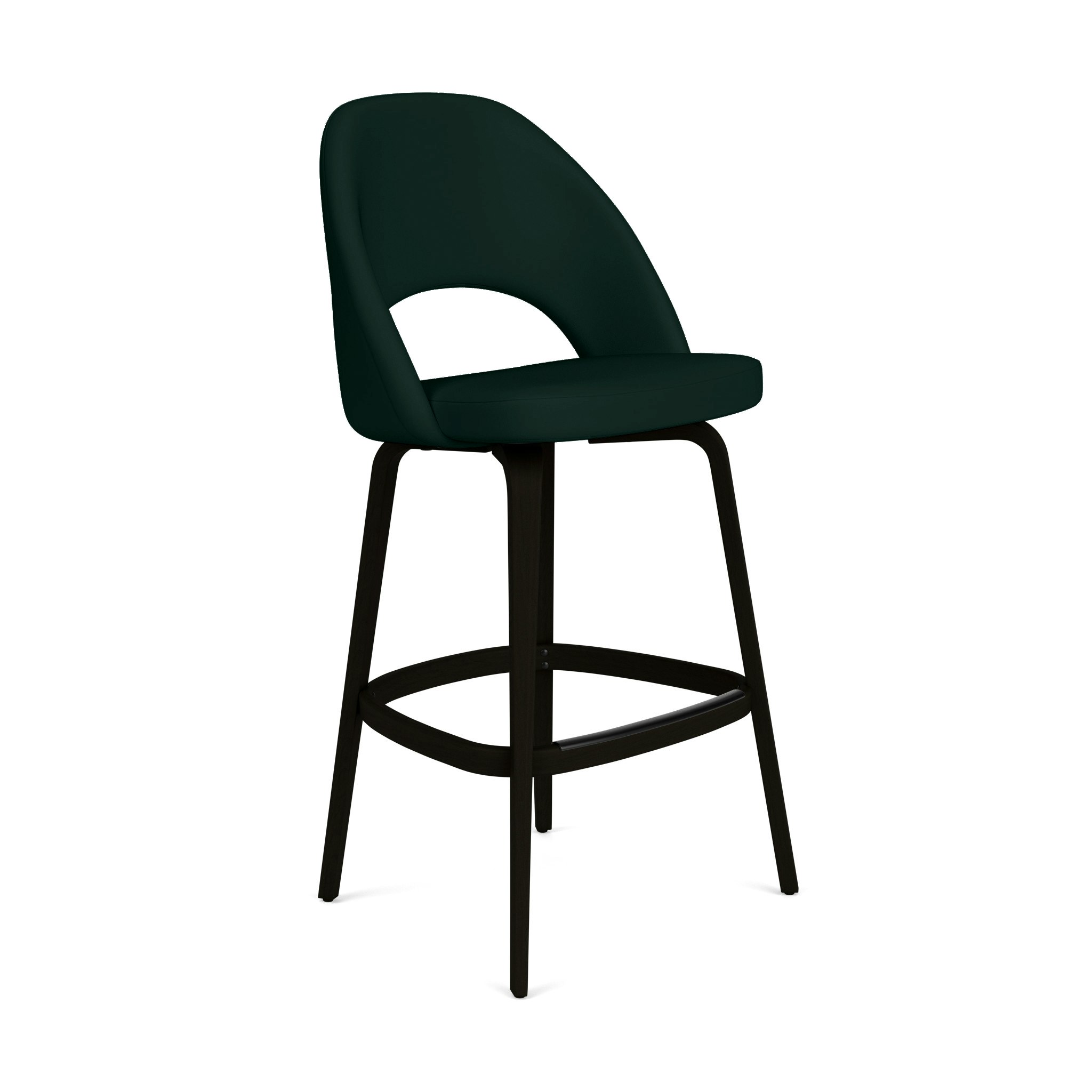 Saarinen Executive Stool - Bar Height,  Volo Leather,  Arbor Shade,  Ebonized Walnut