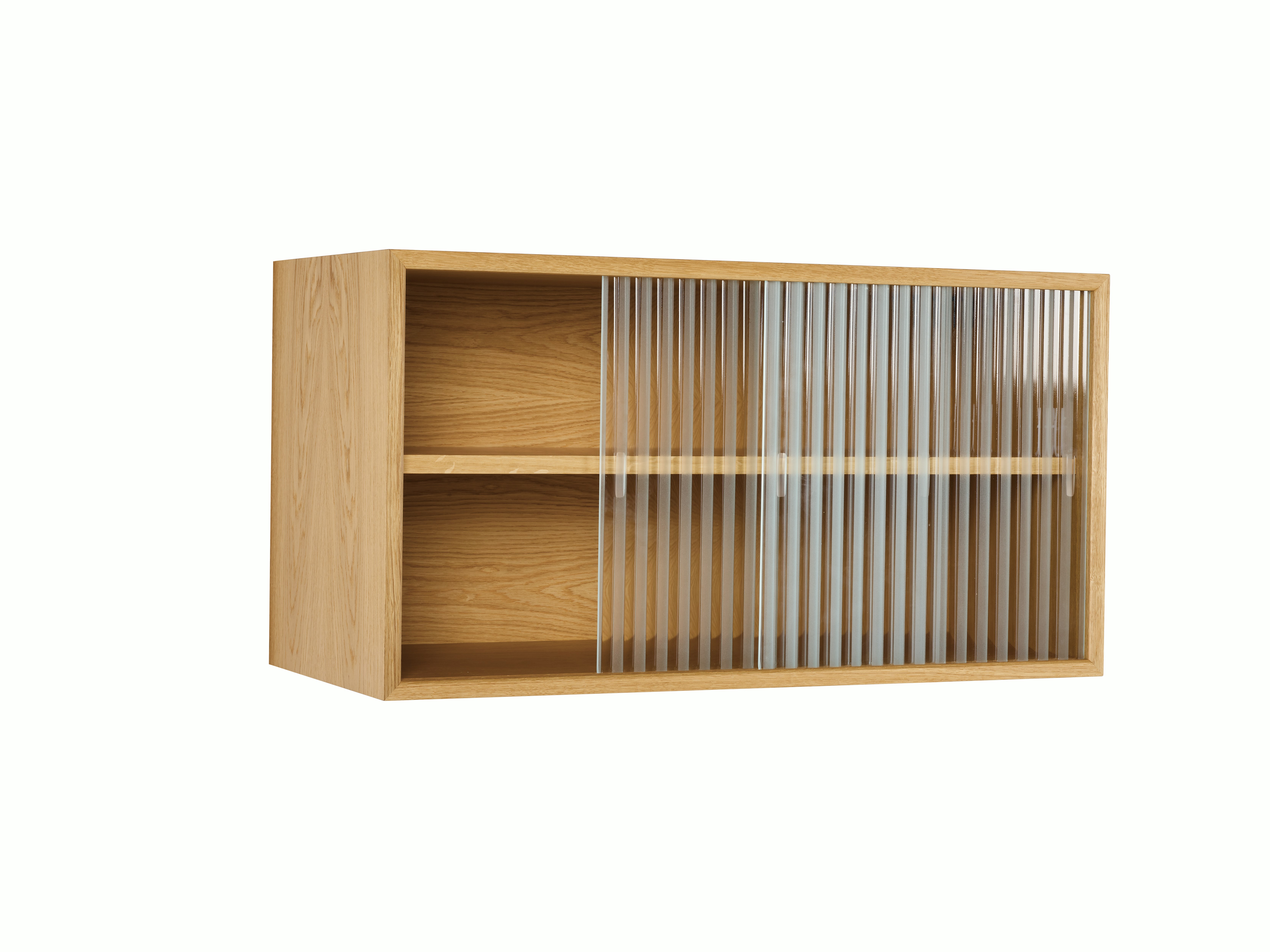 Royal System Cabinets - Oak,  Rippled Glass Cabinet