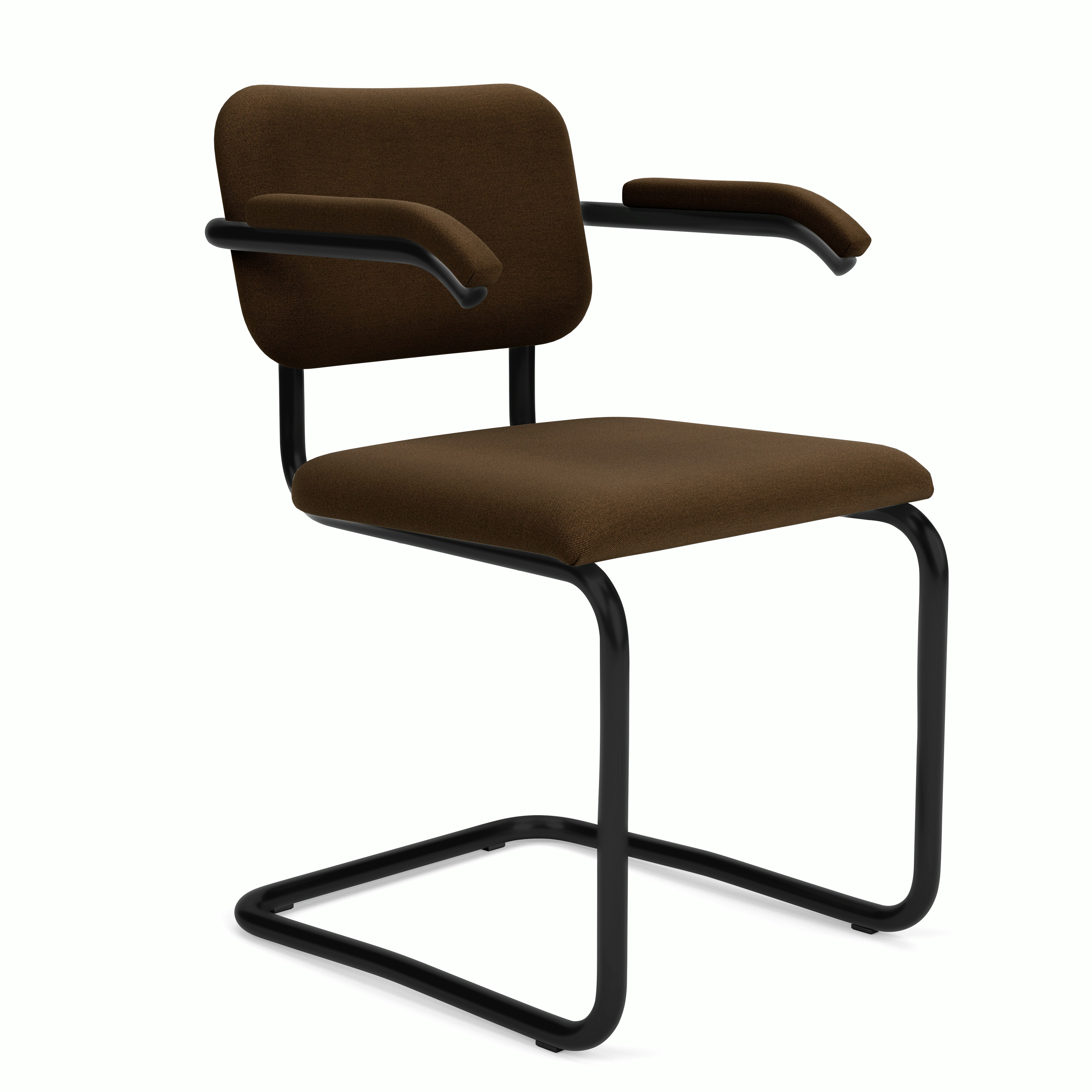 Cesca Upholstered Chair - Armchair,  Fully upholstered,   hourglass,  mocha,  black frame