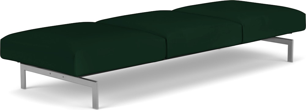 Avio Bench - Three Seater,  Volo Leather,  Arbor Shade,  Polished Chrome