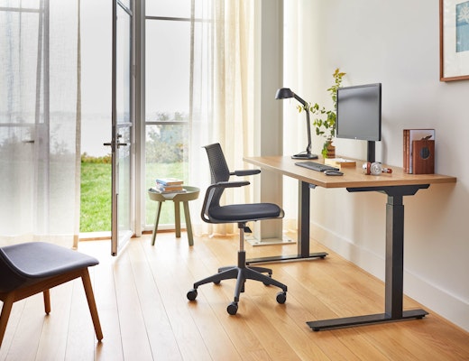 Hipso Height Adjustable Desk with MultiGeneration by Knoll hipso height adjustable desk multigeneration by knoll copeland light around table fiber lounge chair muuto work from home