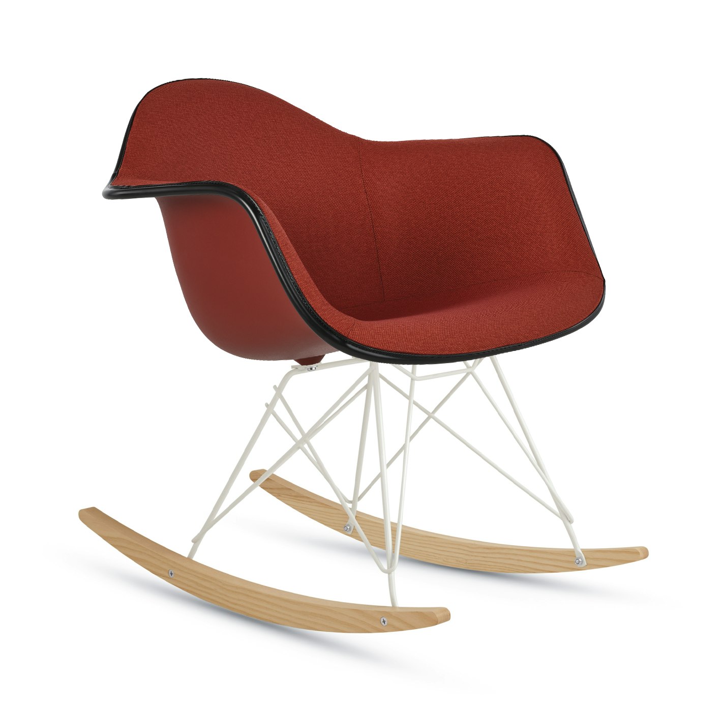 Eames Upholstered Molded Plastic Armchair, Rocker Base