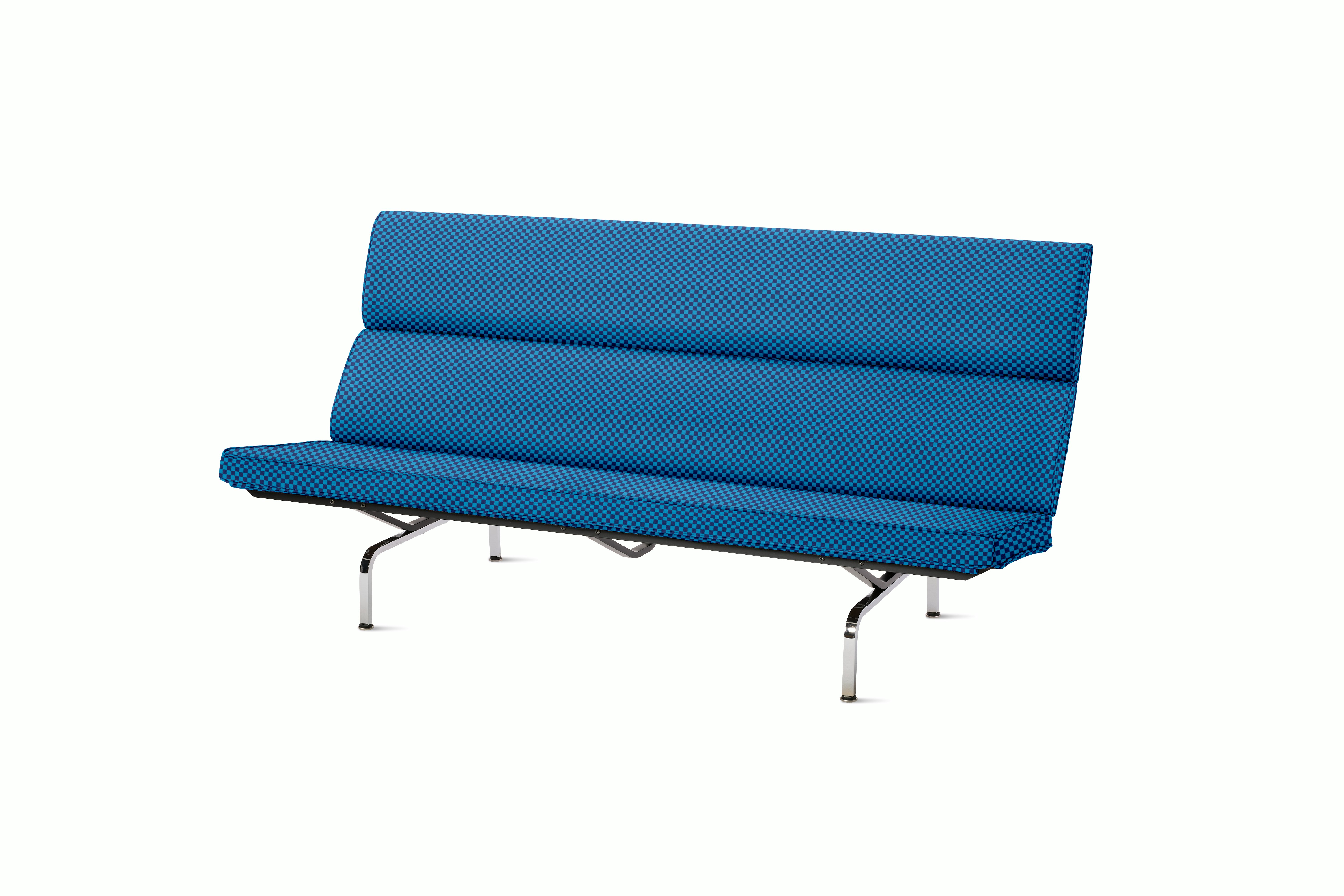Eames Sofa Compact in Checker Ultramarine and Turquoise