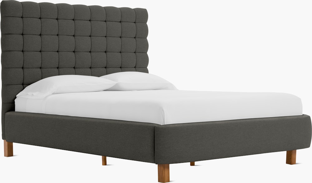 Madeleine Bed - Grand,  Queen,  Oak,  Crypton Sintra Velvet,  Slate