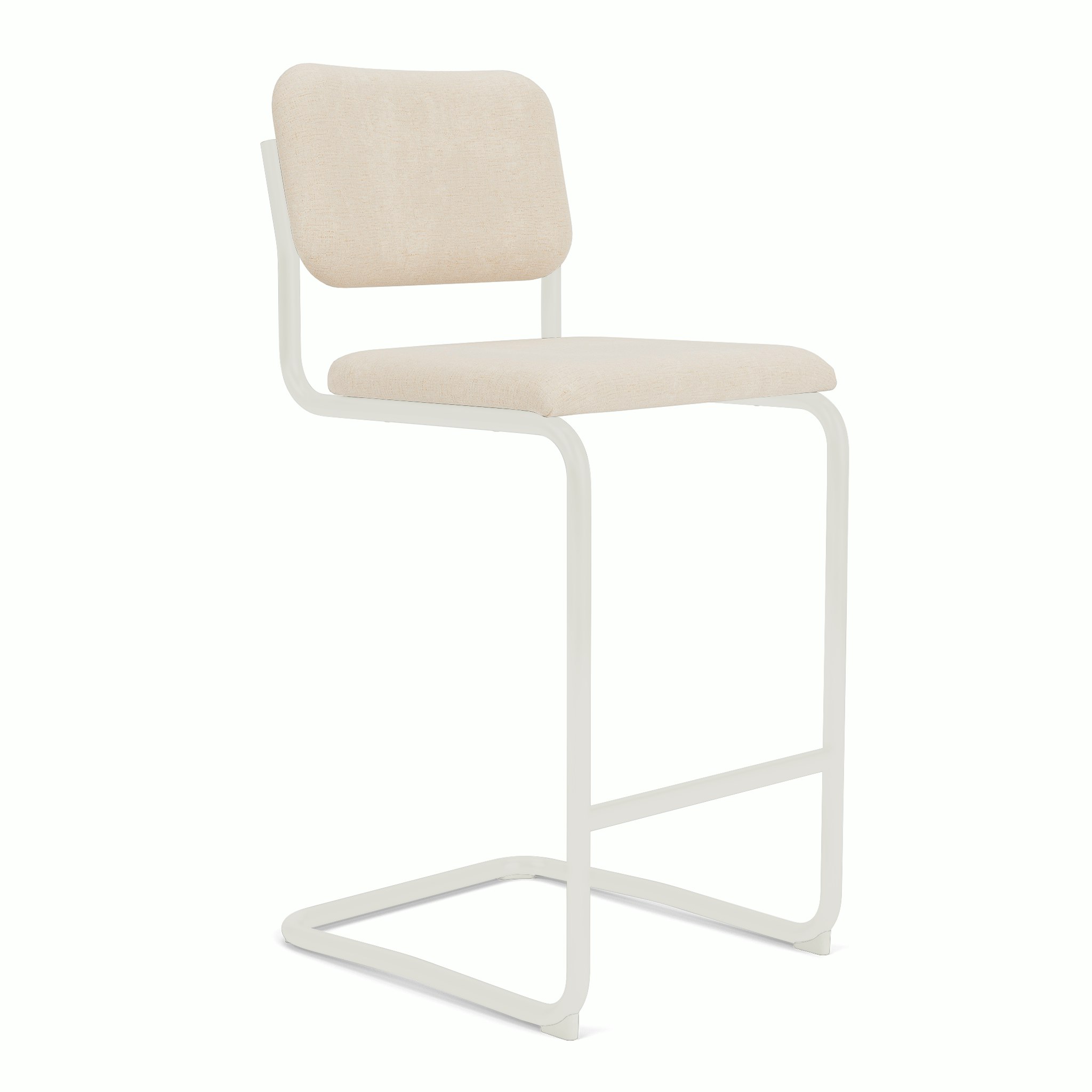 Cesca Upholstered Stool - Bar Height ,  Fully upholstered,   diva,  moon,  white frame