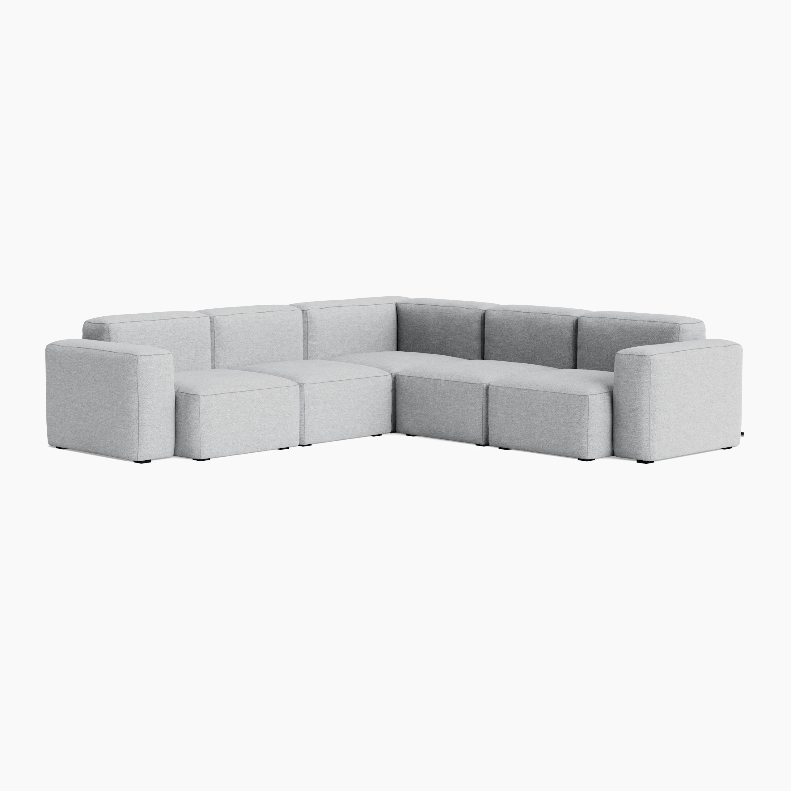 A front angle view of the Mags Soft Low Sectional in light grey.