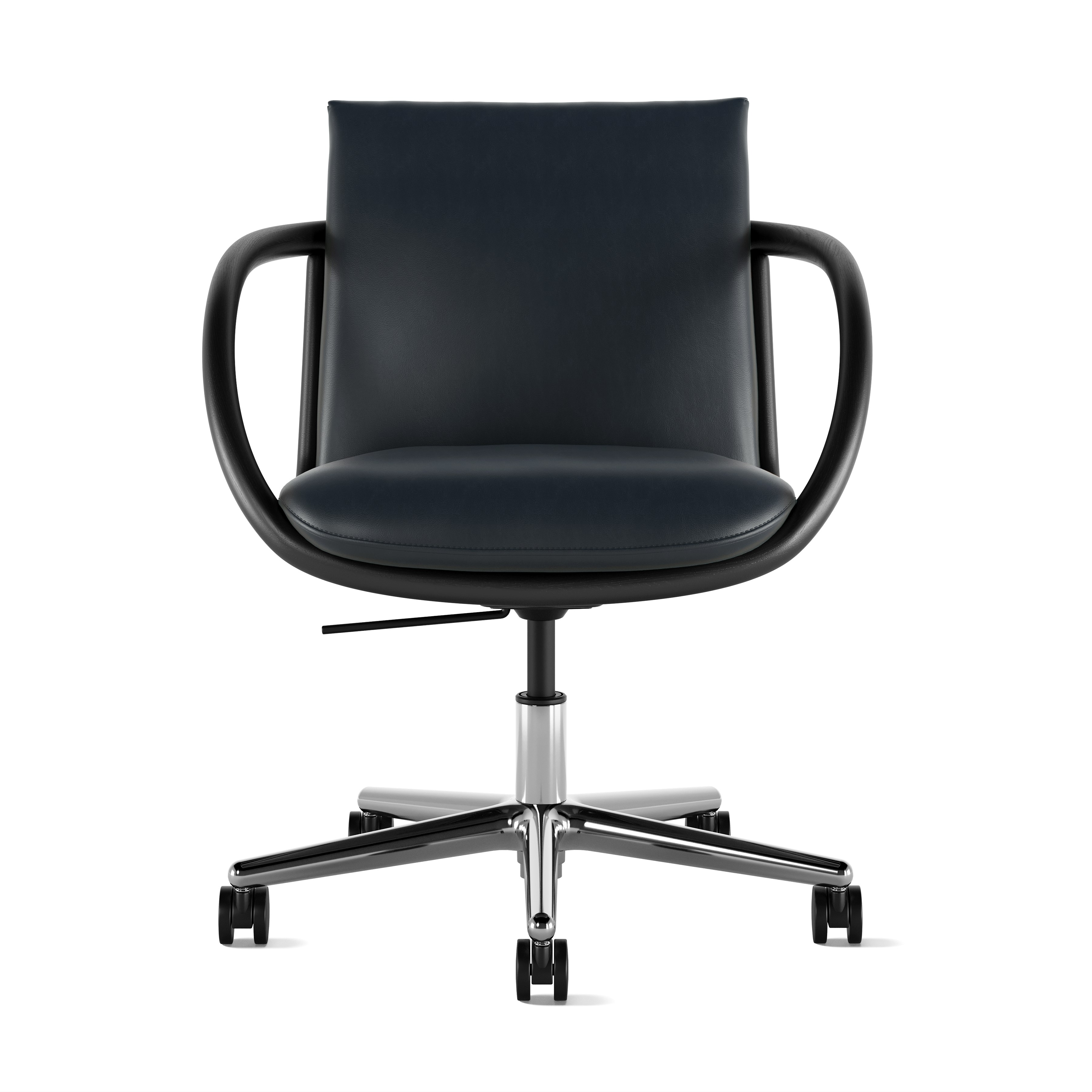 Full Loop Task Chair - Bristol Leather Atlantic,  Ebony,  Polished Aluminum