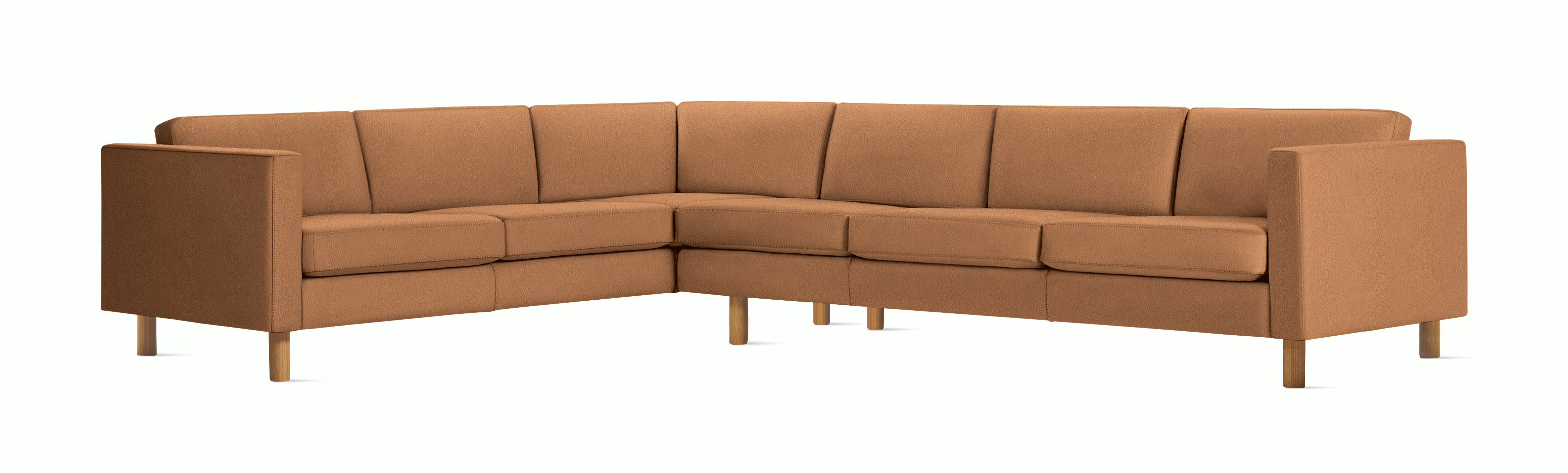 Lispenard Sectional in light brown leather with 6" legs.