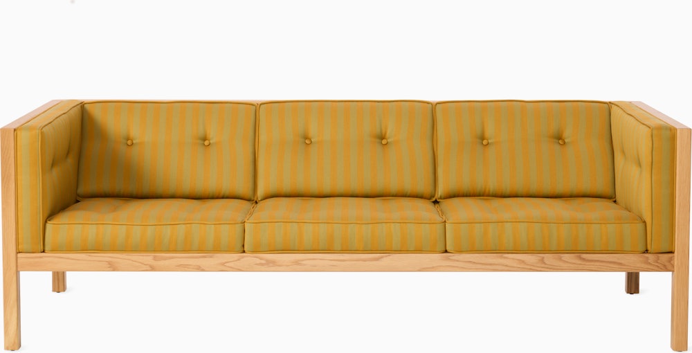 Cube Sofa - 80",  Toostripe,  Ochre Dark / Sienna,  Oak"