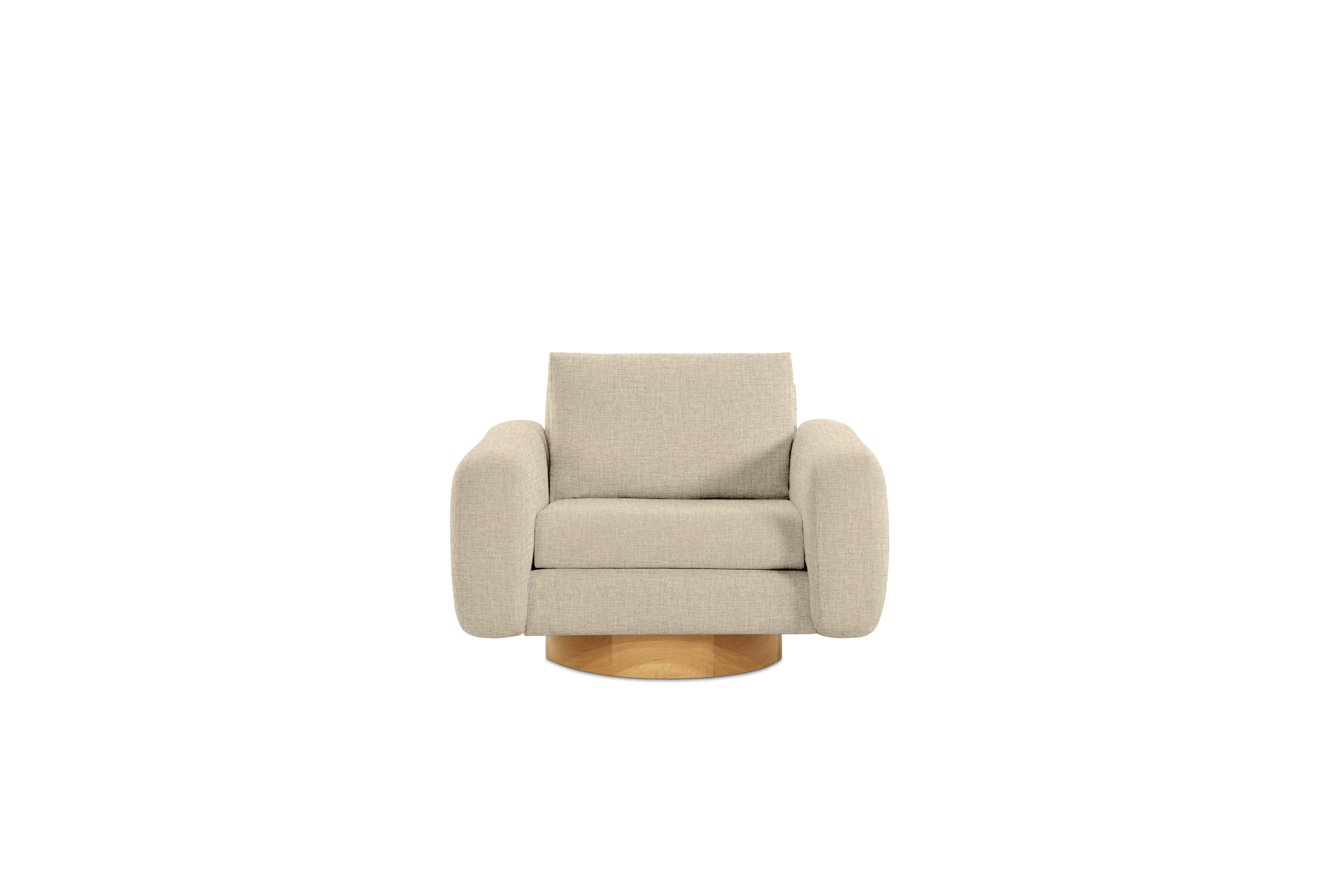 Mesa Lounge Swivel Chair - Amelia,  Bisque,  Oak