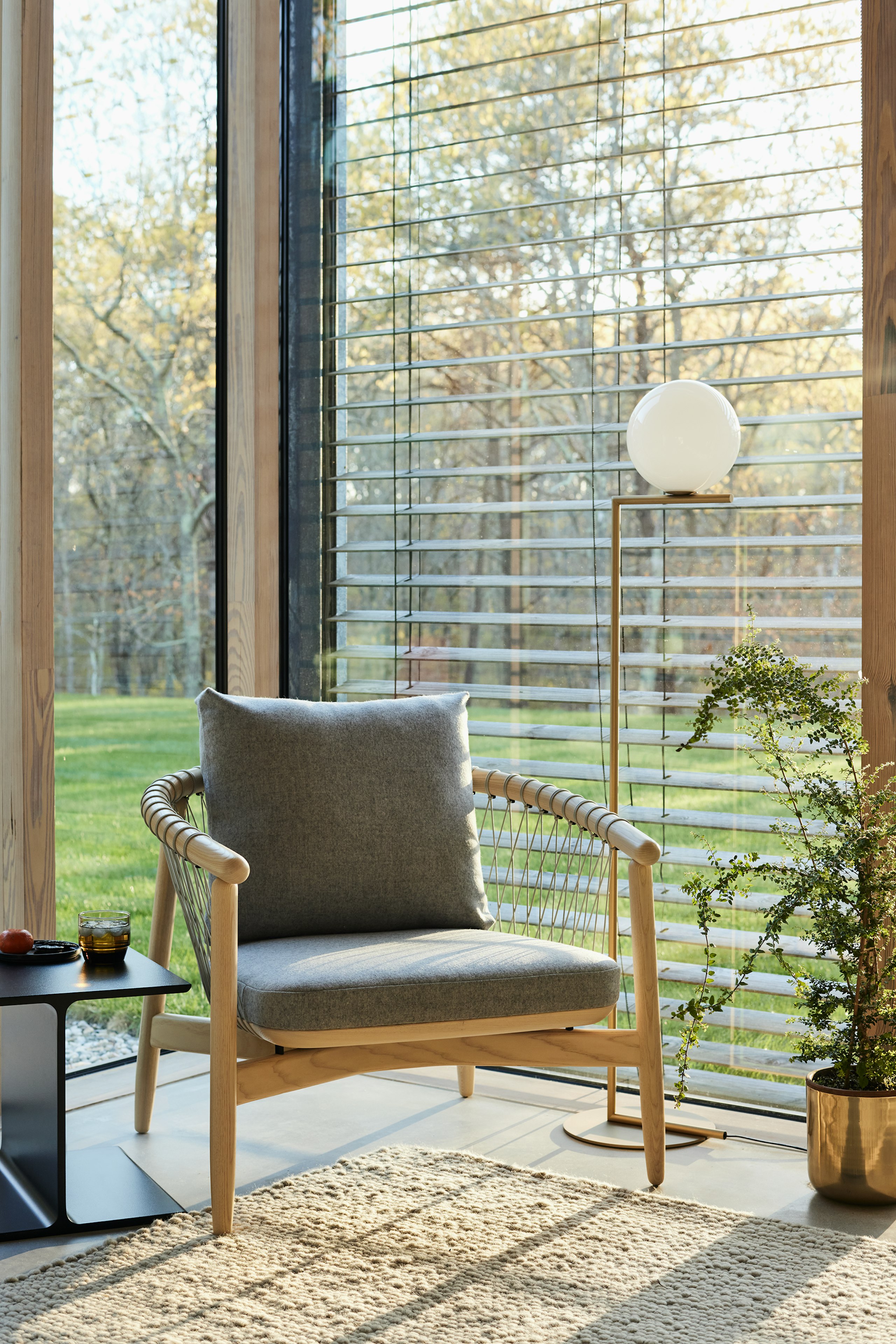 Crosshatch Chair in a residential setting with I Bean side table.