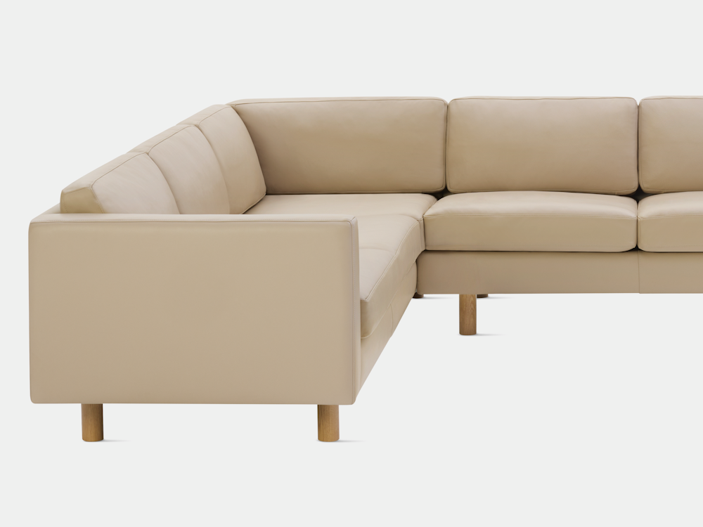 Wilkes Modular Sofa Group and Chair with Nelson Bench in living room.