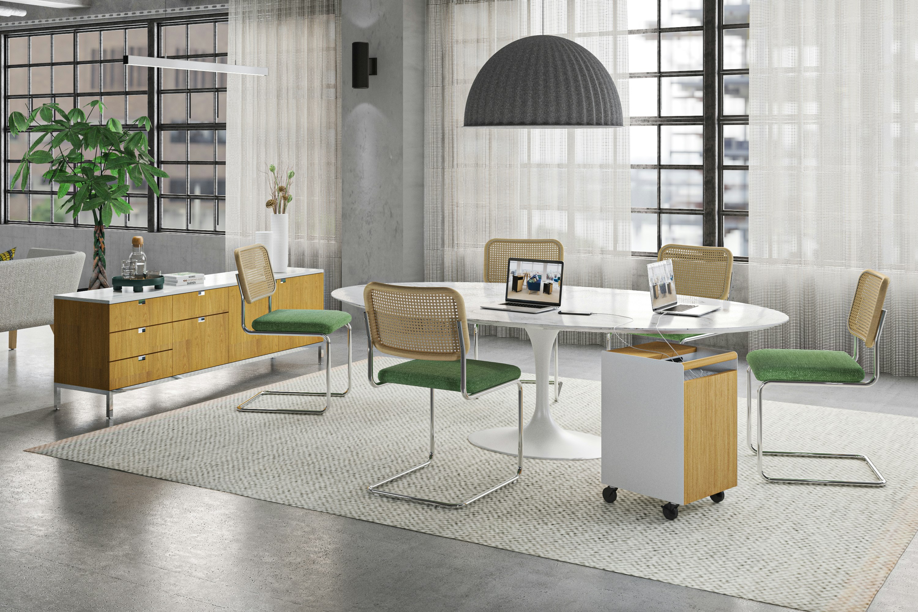 Antenna Tech Cart Saarinen Table Cesca Chair Florence Knoll Credenza