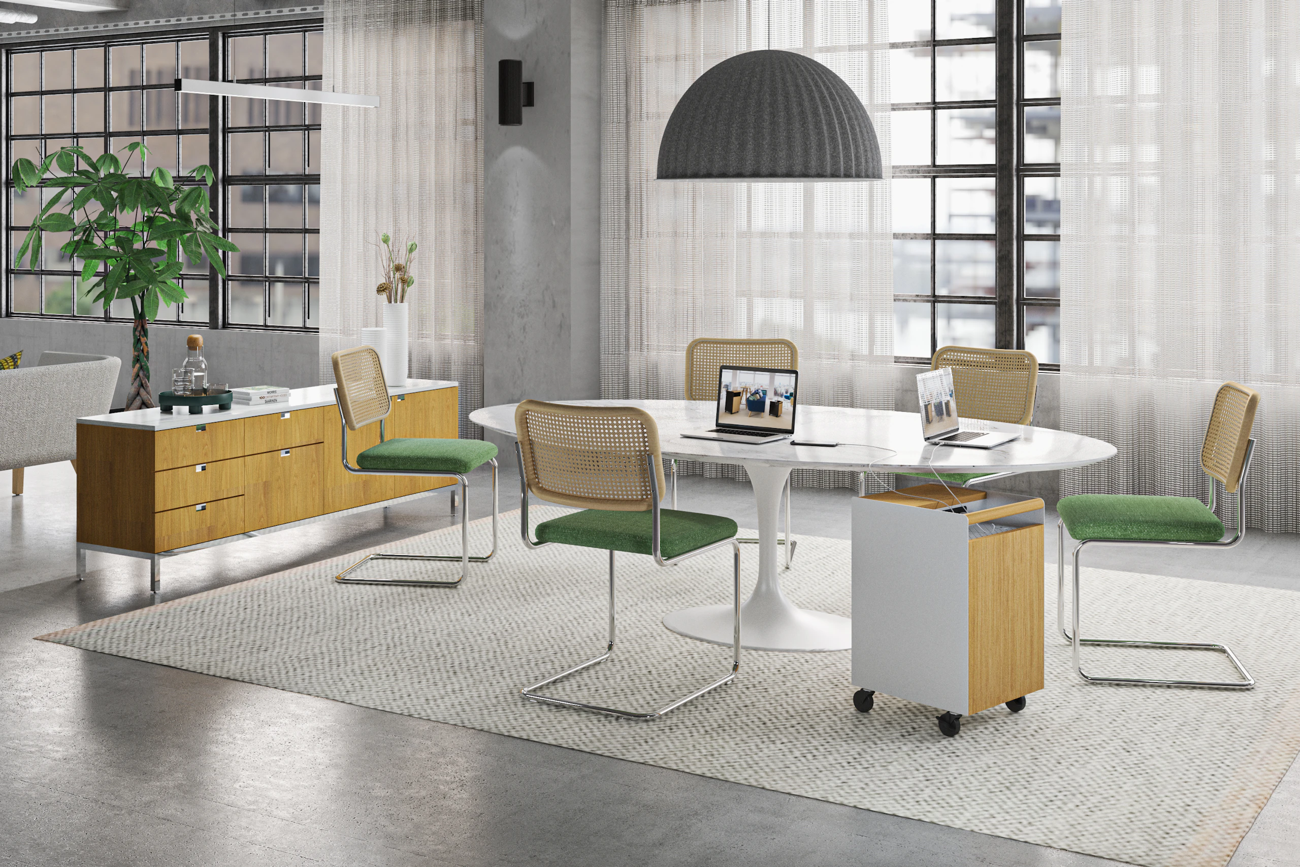 Antenna Tech Cart Saarinen Table Cesca Chair Florence Knoll Credenza