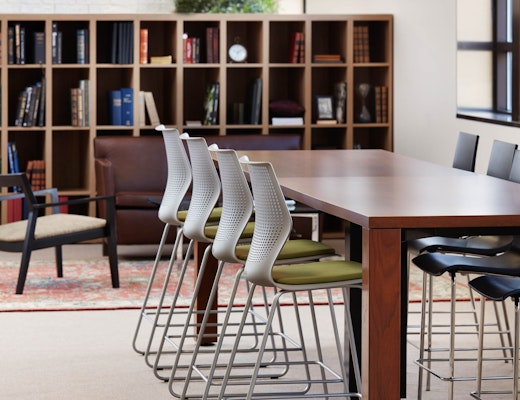 Reff Profiles Table with Anchor Storage laminate fronts harvest table library meeting room activitity space bookcase cubby veneer café