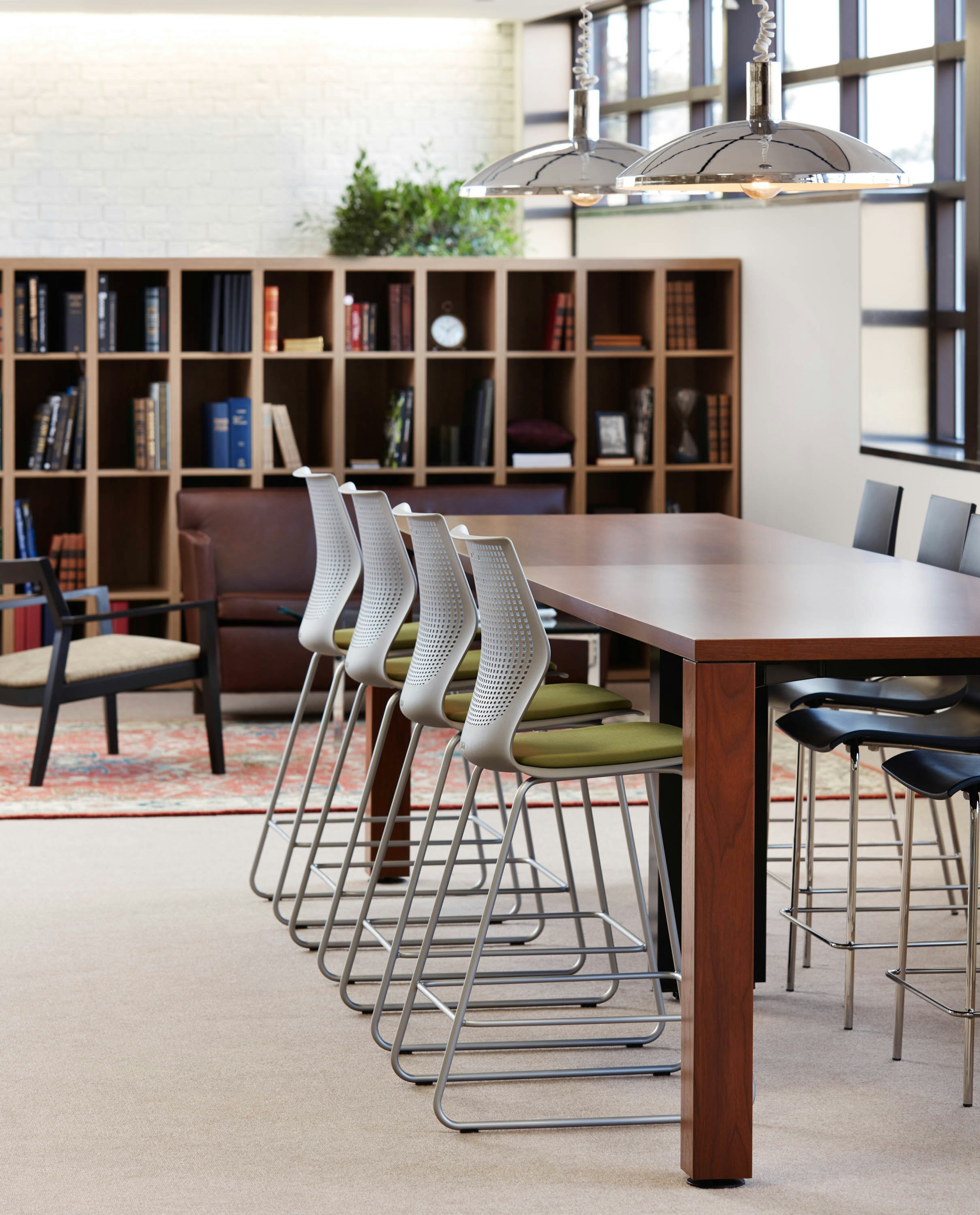 laminate fronts harvest table library meeting room activitity space bookcase cubby veneer café