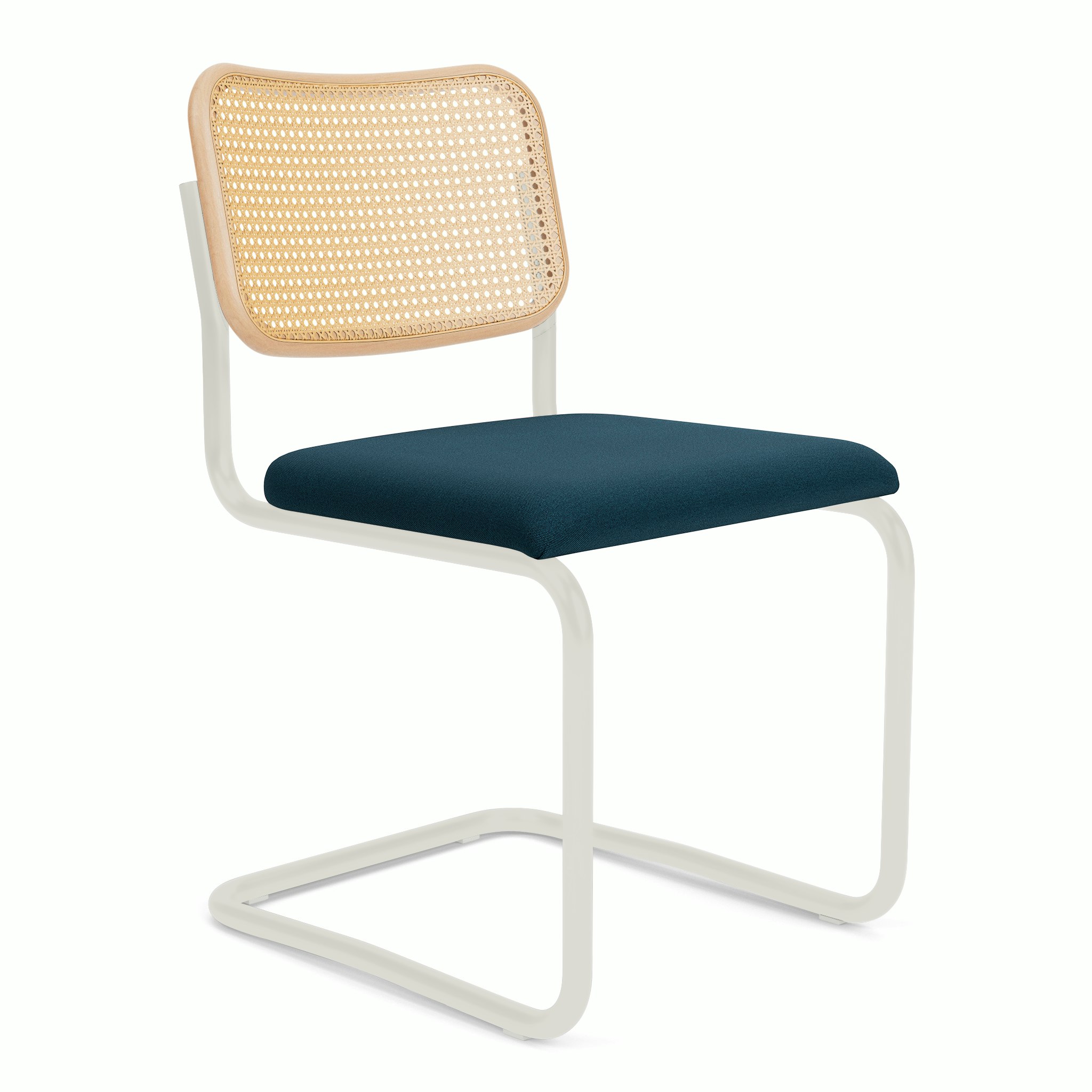 Cesca Upholstered Chair - Natural Beech,  Side Chair ,  Seat Pad,  hourglass,  indigo,  white frame