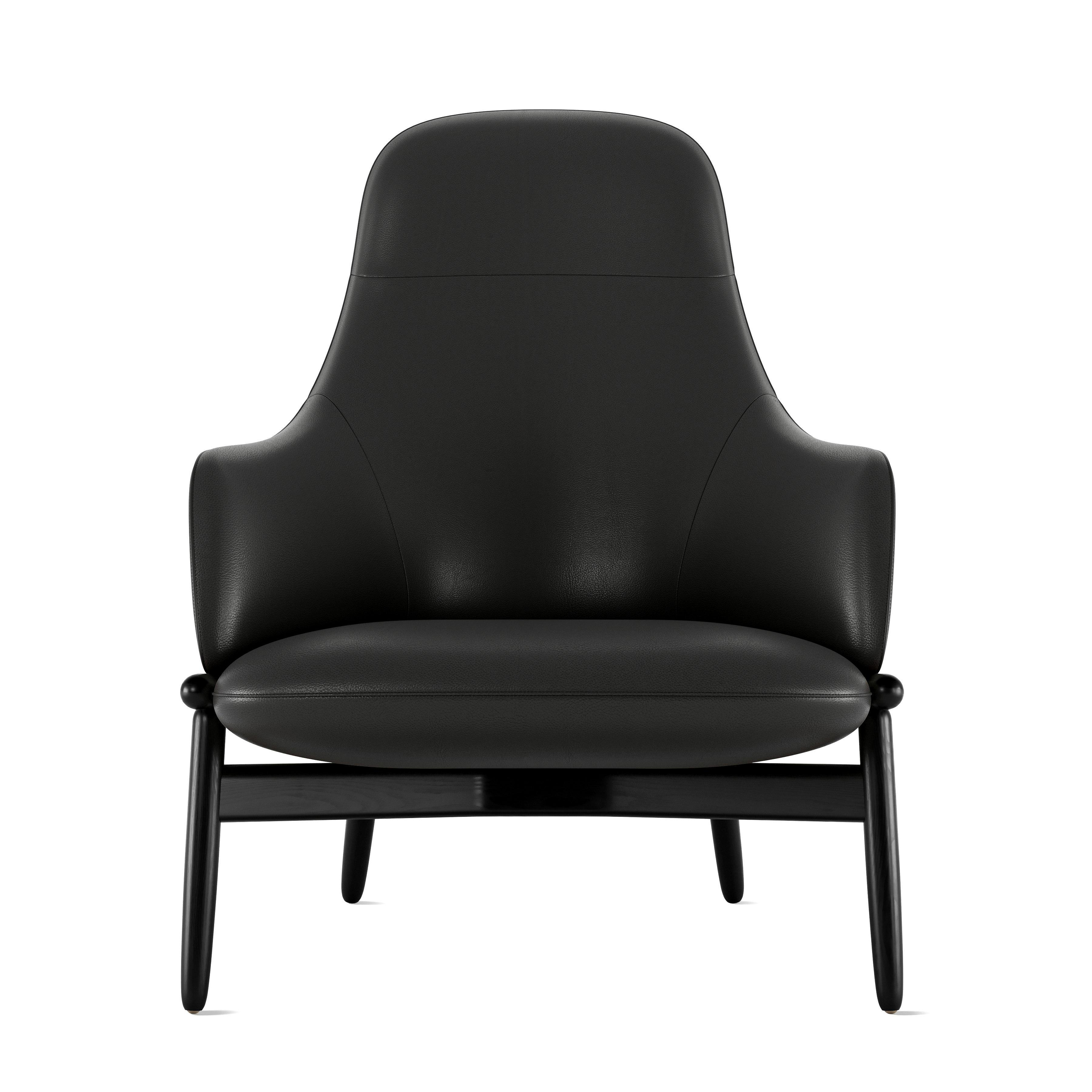 ReFrame Lounge Chair - High Back,  Prone Leather,  Obsidian,  Ebony Ash