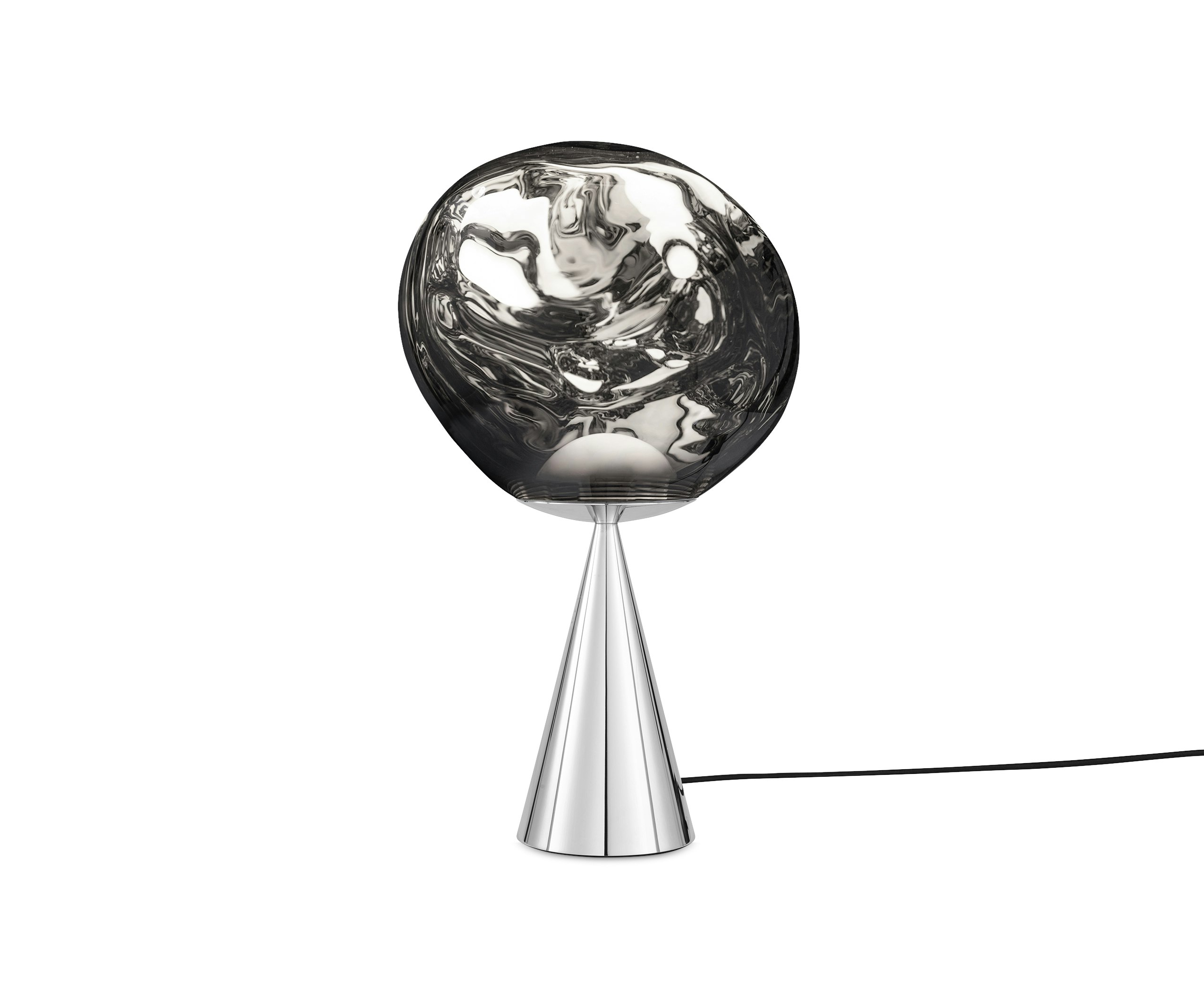 Melt Cone Fat Table Lamp in Silver and Chrome