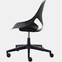 Side view of a black armless Zeph chair.
