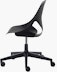 Side view of a black armless Zeph chair.