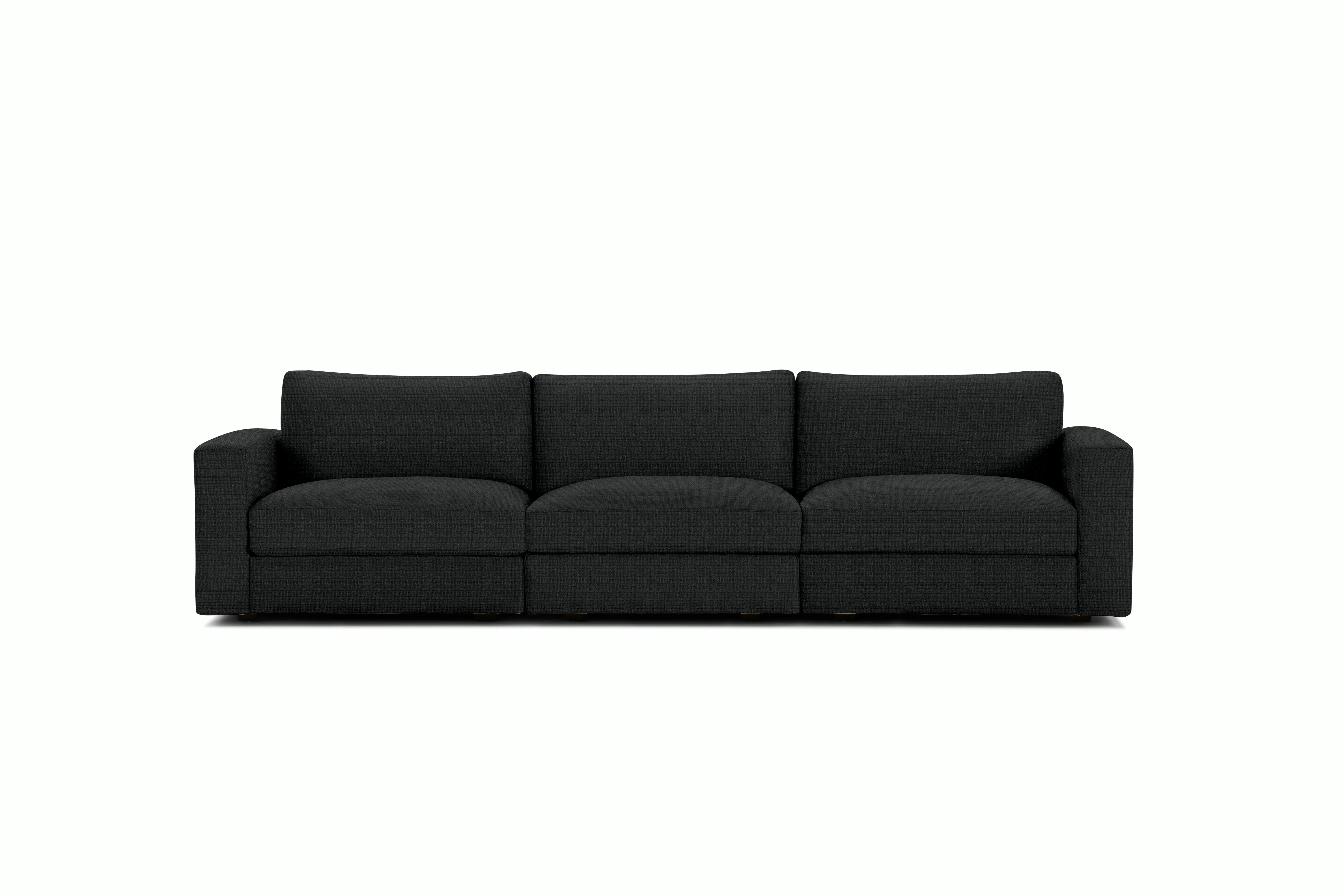 Reid Sofa - Three Seater,  Pebble Weave,  Cinder,  1" Block"