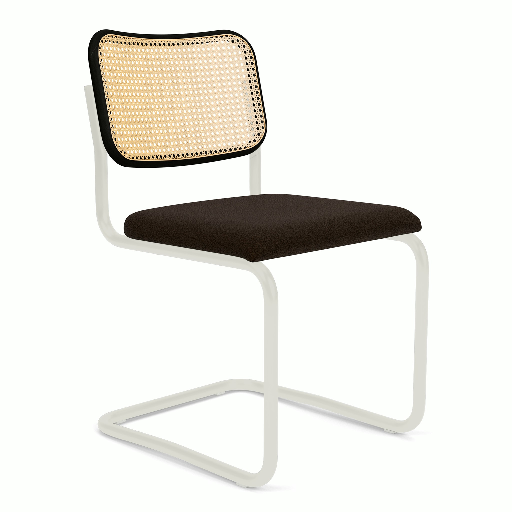 Cesca Upholstered Chair - Ebonized Beech ,  Side Chair ,  Seat Pad,  puff,  sable,  white frame